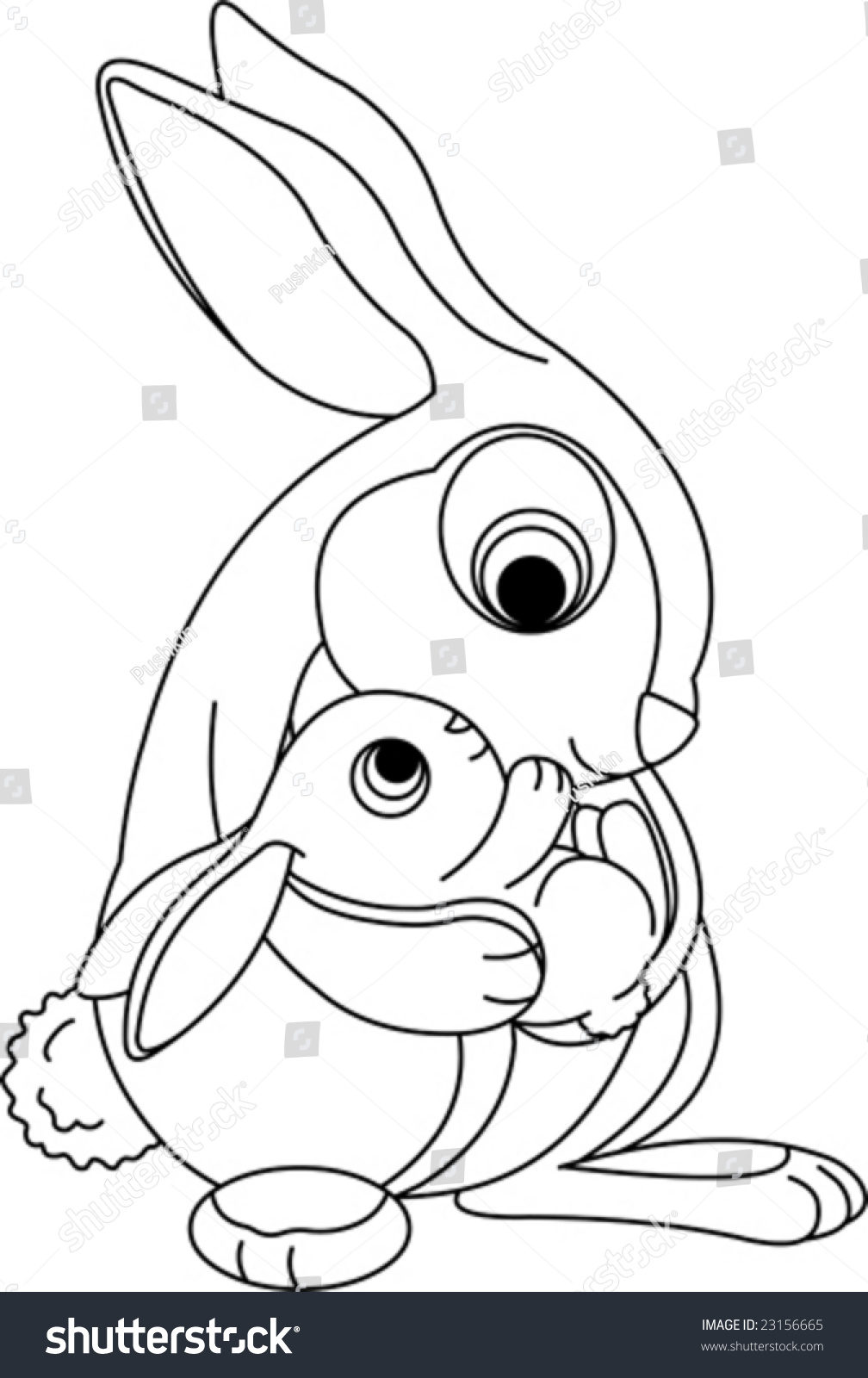 Cute Rabbits Mother Holding Her Baby Stock Vector 23156665 - Shutterstock