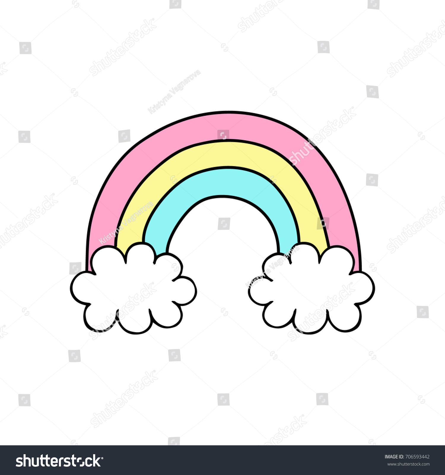 Cute Rainbow Vector Illustration Doodle Drawing Stok Vektör (Telifsiz