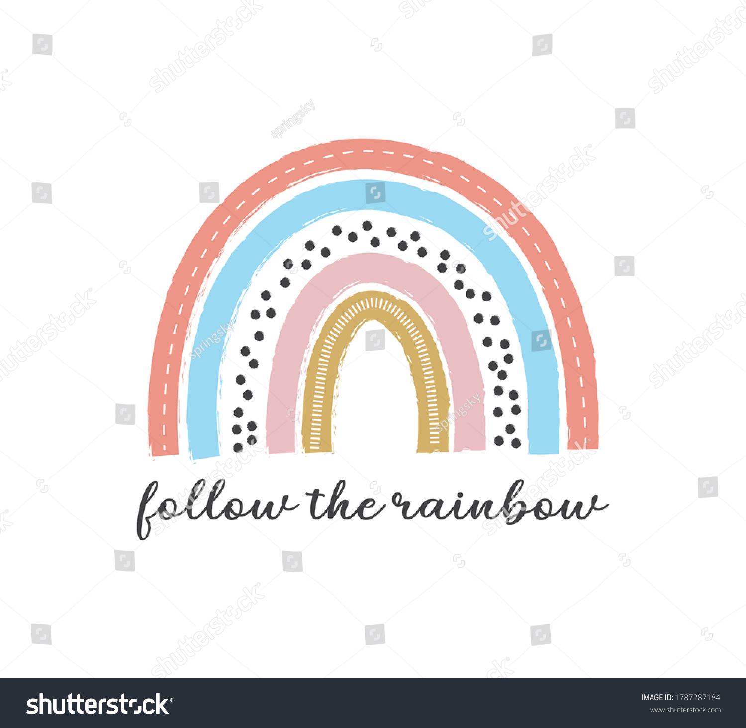 Cute Rainbow Follow Rainbow Slogan Vector Stock Vector (Royalty Free ...