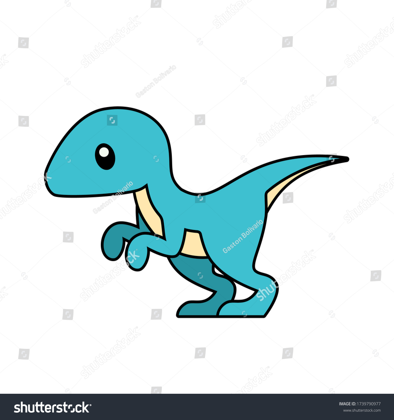 Cute Raptor Dinosaur Outline Vector Illustration Stock Vector (Royalty ...