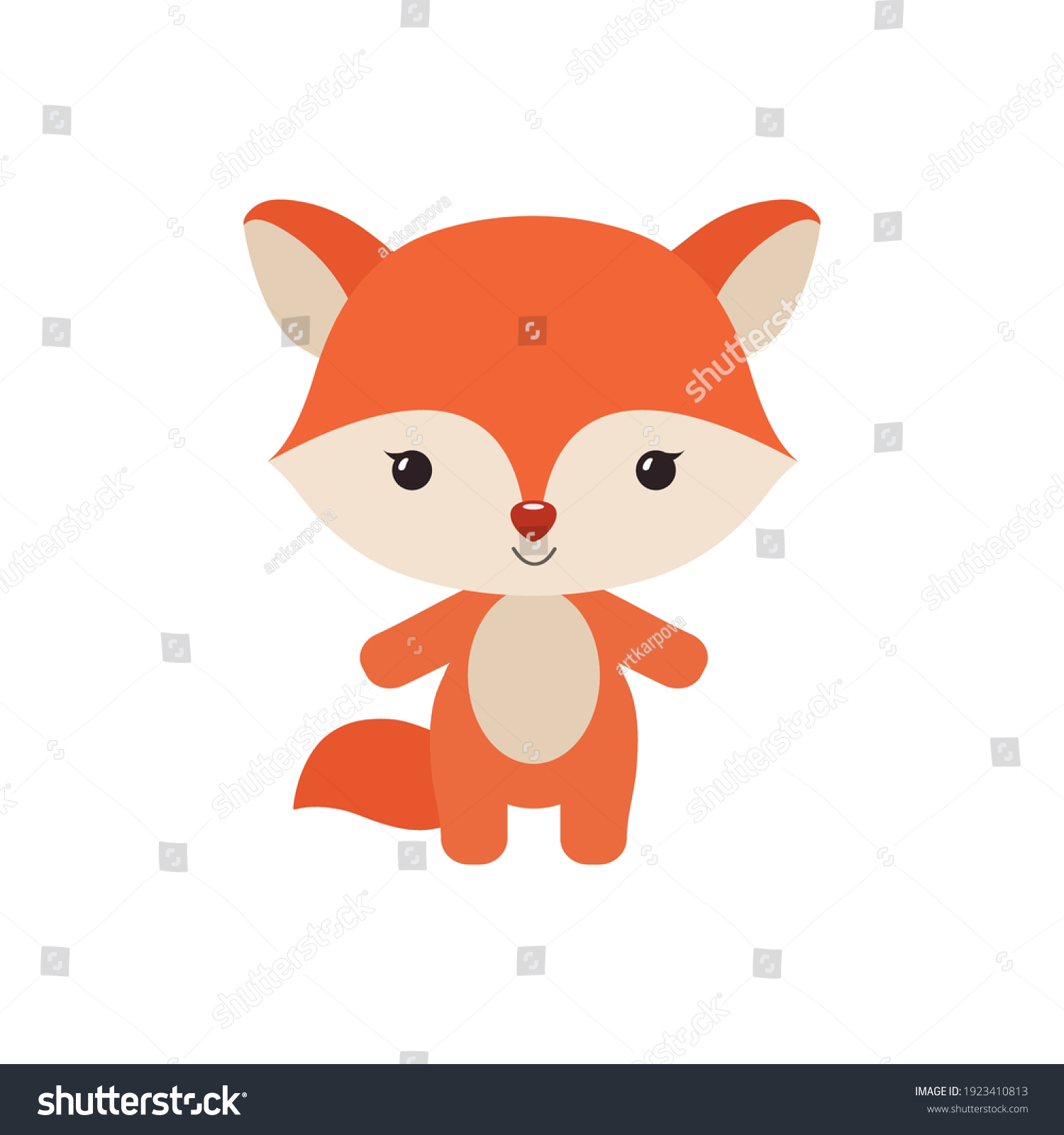 kawaii fox animal cute carton character stock vector royalty free 1322126246