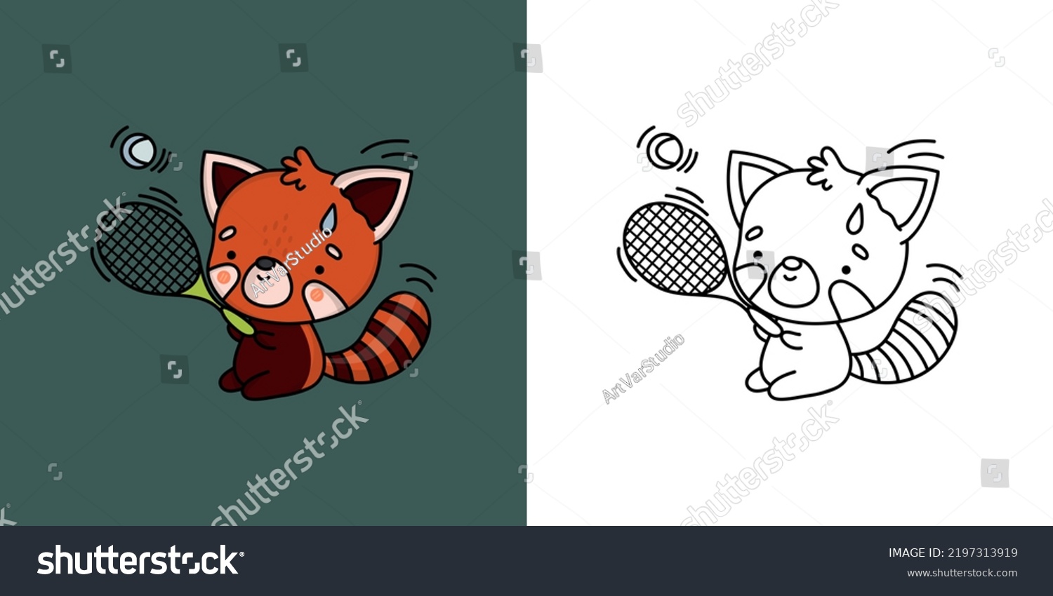 SVG of Cute Red Panda Athlete Clipart for Coloring Page and Illustration. Happy Animal Sportsman. Vector Illustration of a Kawaii Animal for Stickers, Prints for Clothes, Baby Shower, Coloring Pages.
 svg