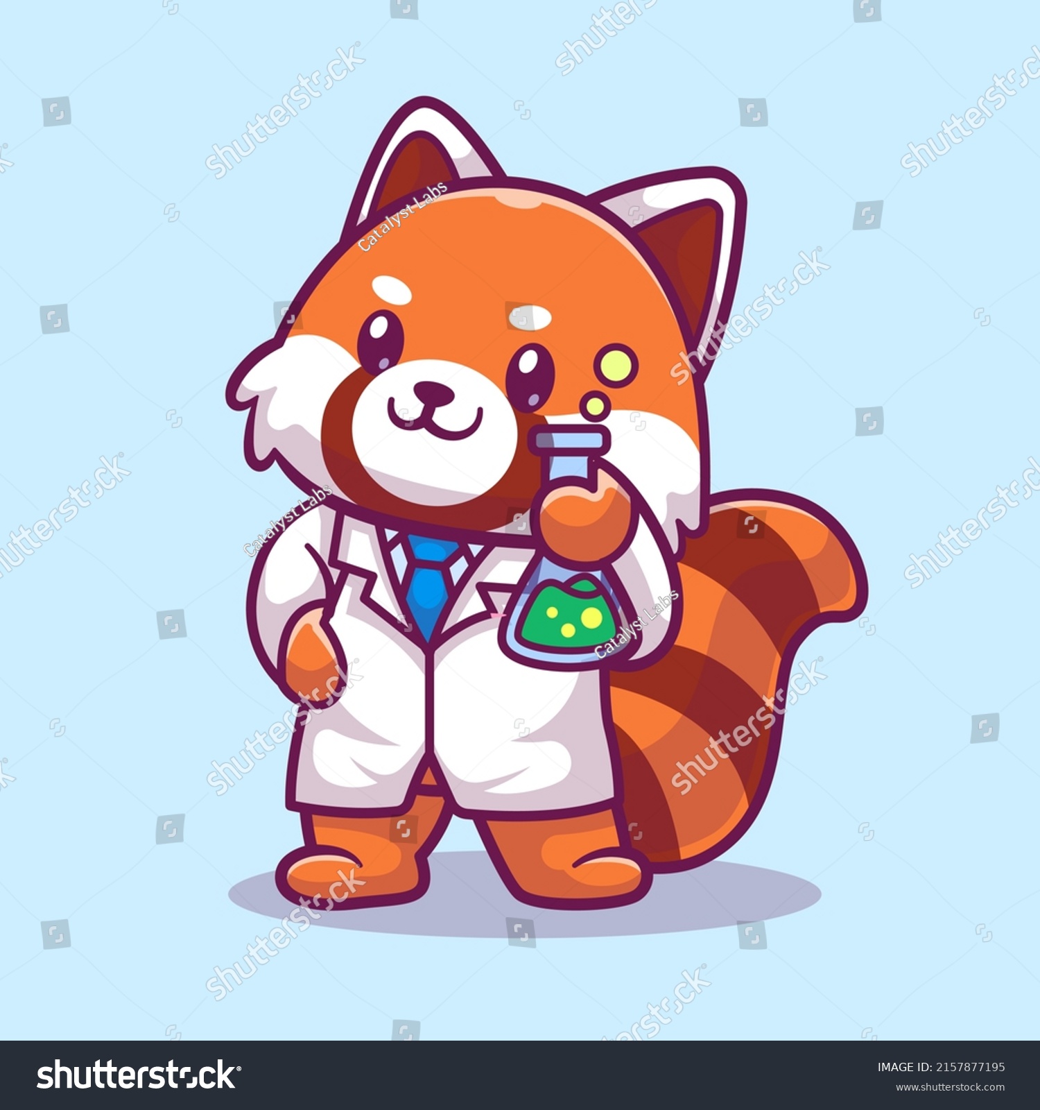 Cute Red Panda Scientist Holding Chemical Stock Vector (Royalty Free ...