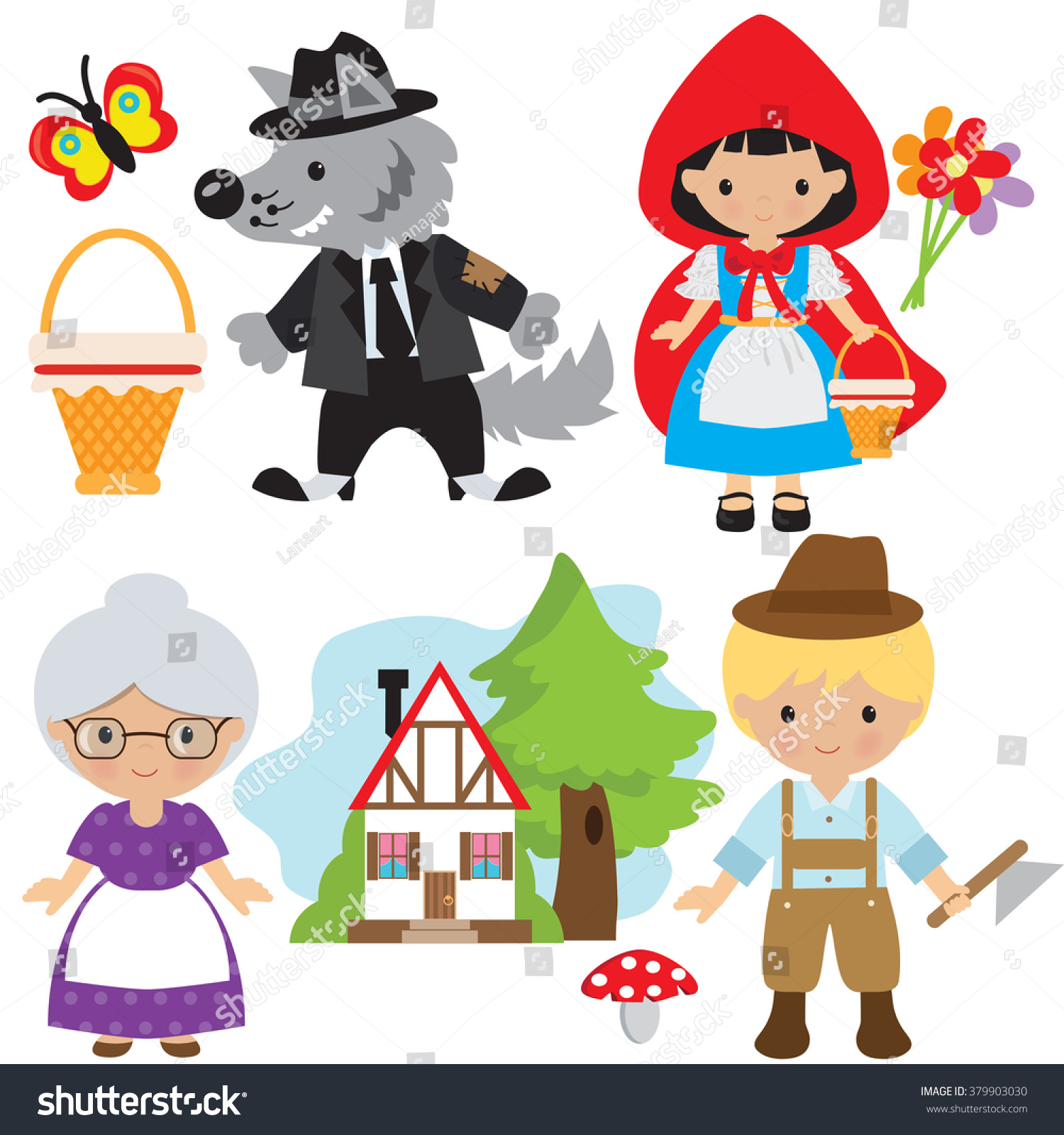 Cute Red Riding Hood Vector Illustration - 379903030 : Shutterstock