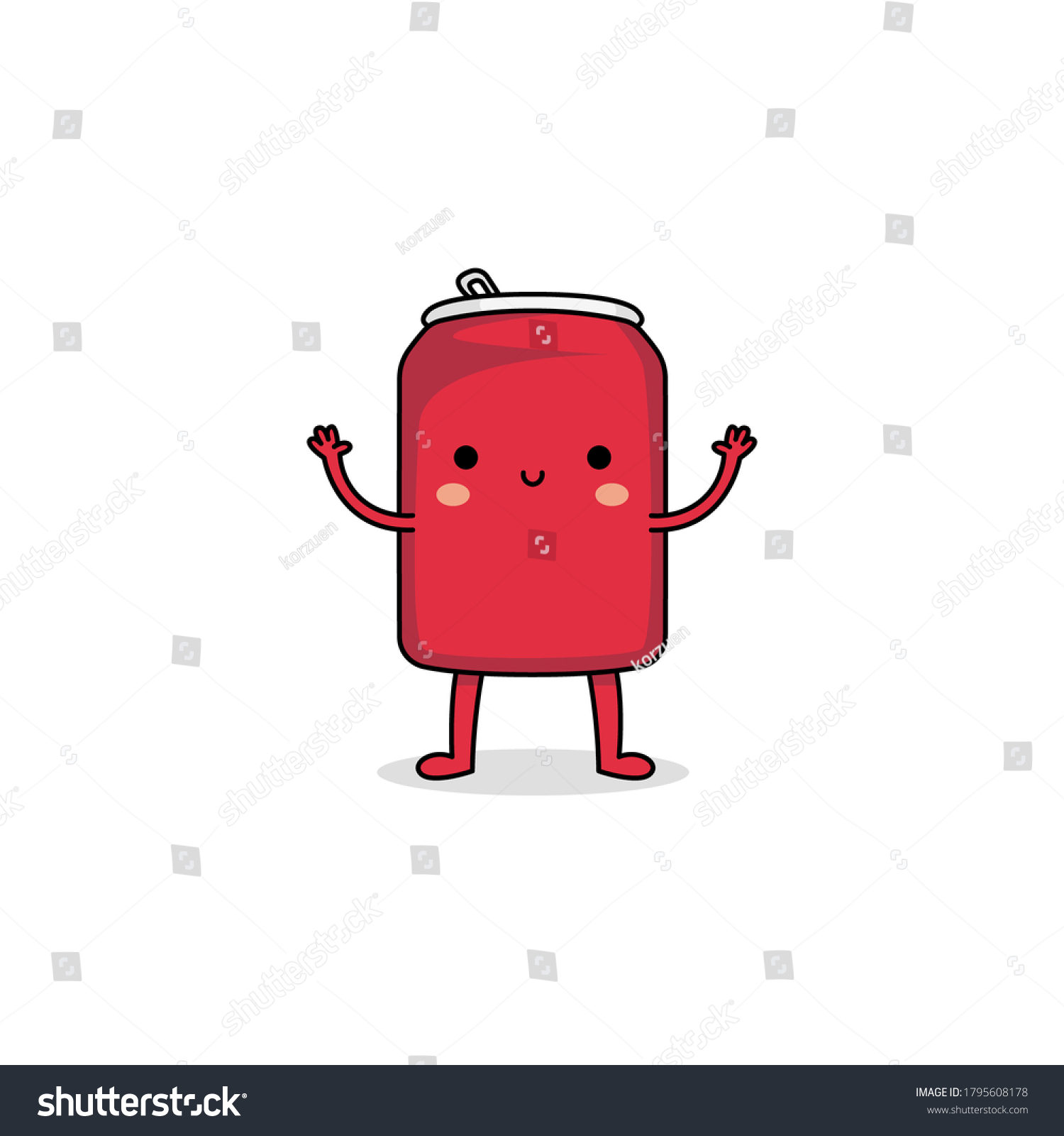 Cute Red Soft Drink Can Cartoon Stock Vector (Royalty Free) 1795608178 ...