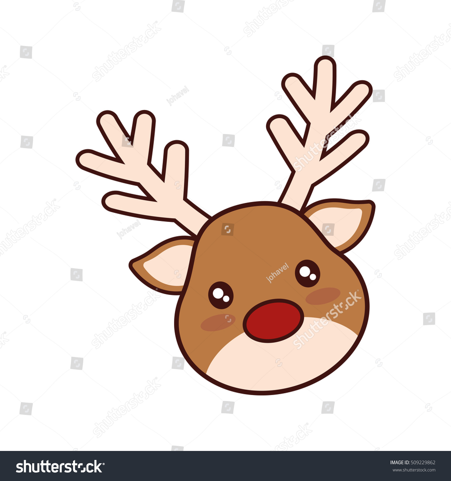 Cute Reindeer Character Icon Vector Illustration Stock Vector 509229862 ...