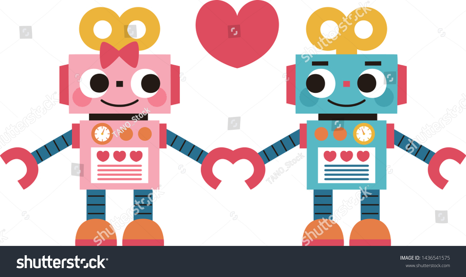 Cute Robot Love Clipart Stock Vector Royalty Free