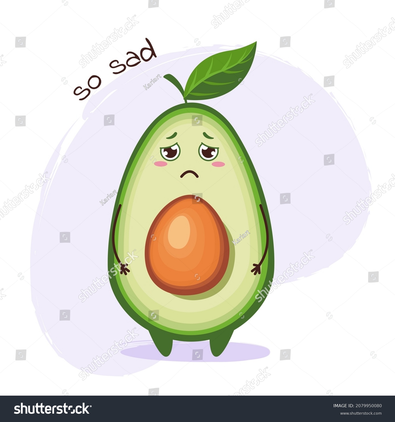 Cute Sad Avocado Character Emoji Stickers Stock Vector (Royalty Free ...