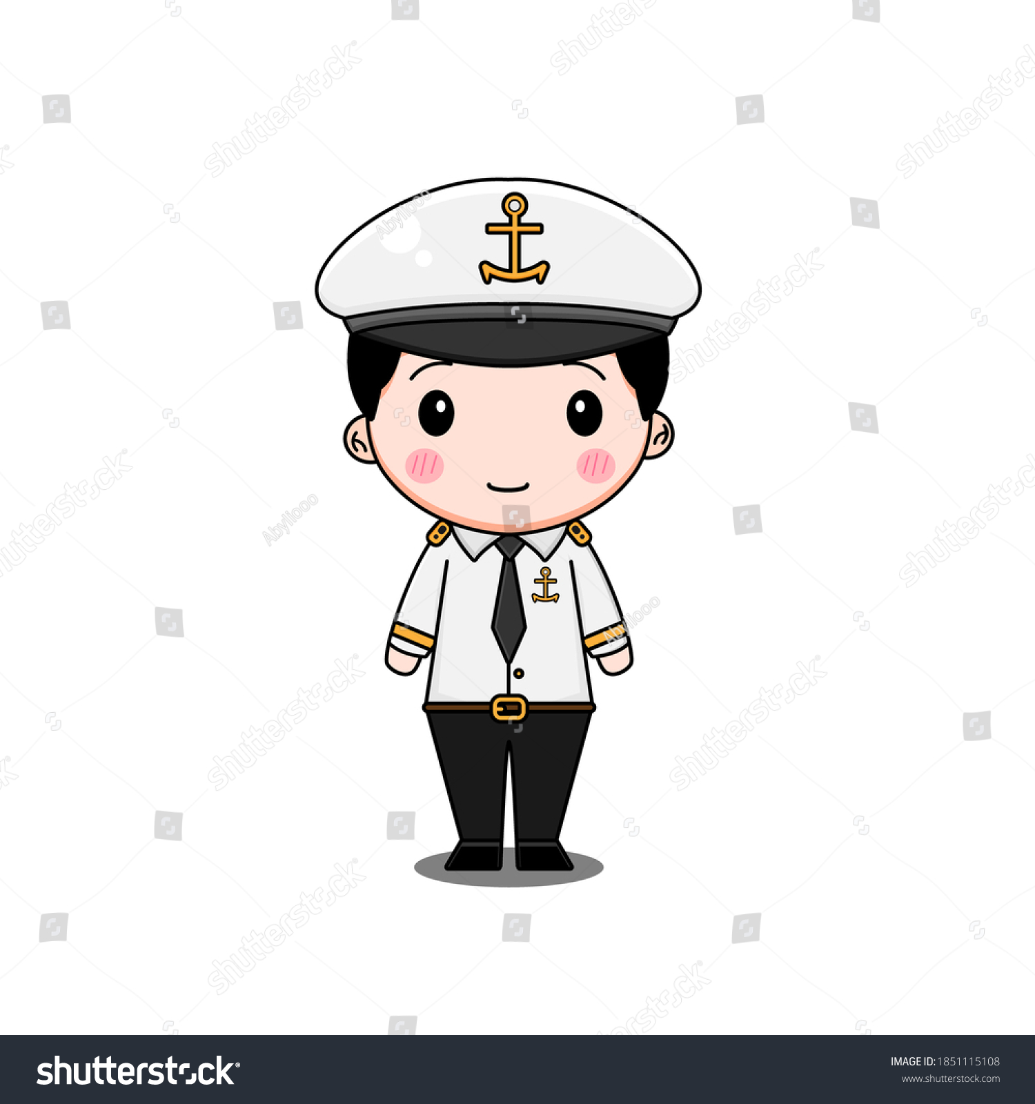 Cute Sailor Captain Vector Illustration Chibi Stock Vector (Royalty ...