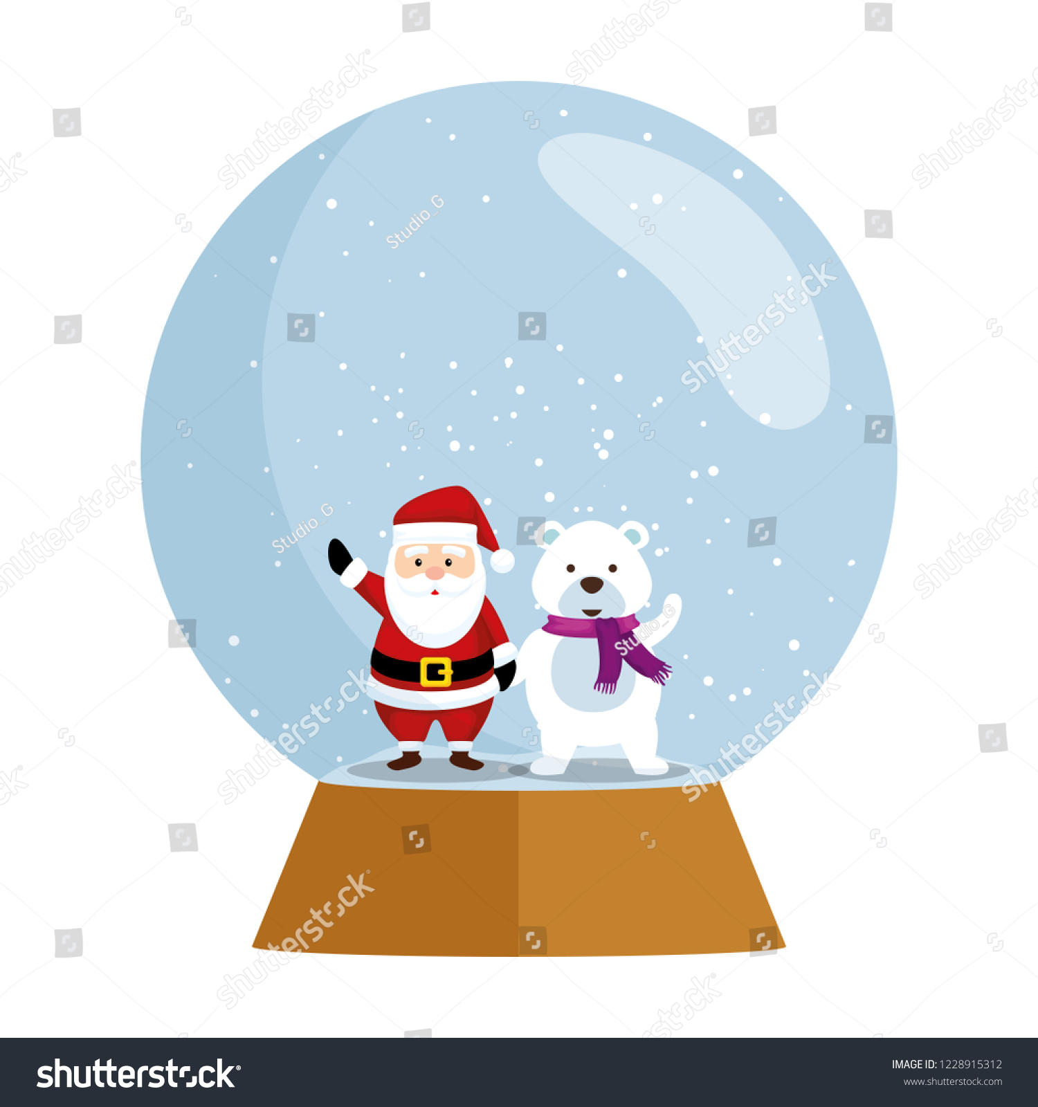 Cute Santa Claus Polar Bear Sphere Stock Vector (Royalty Free ...