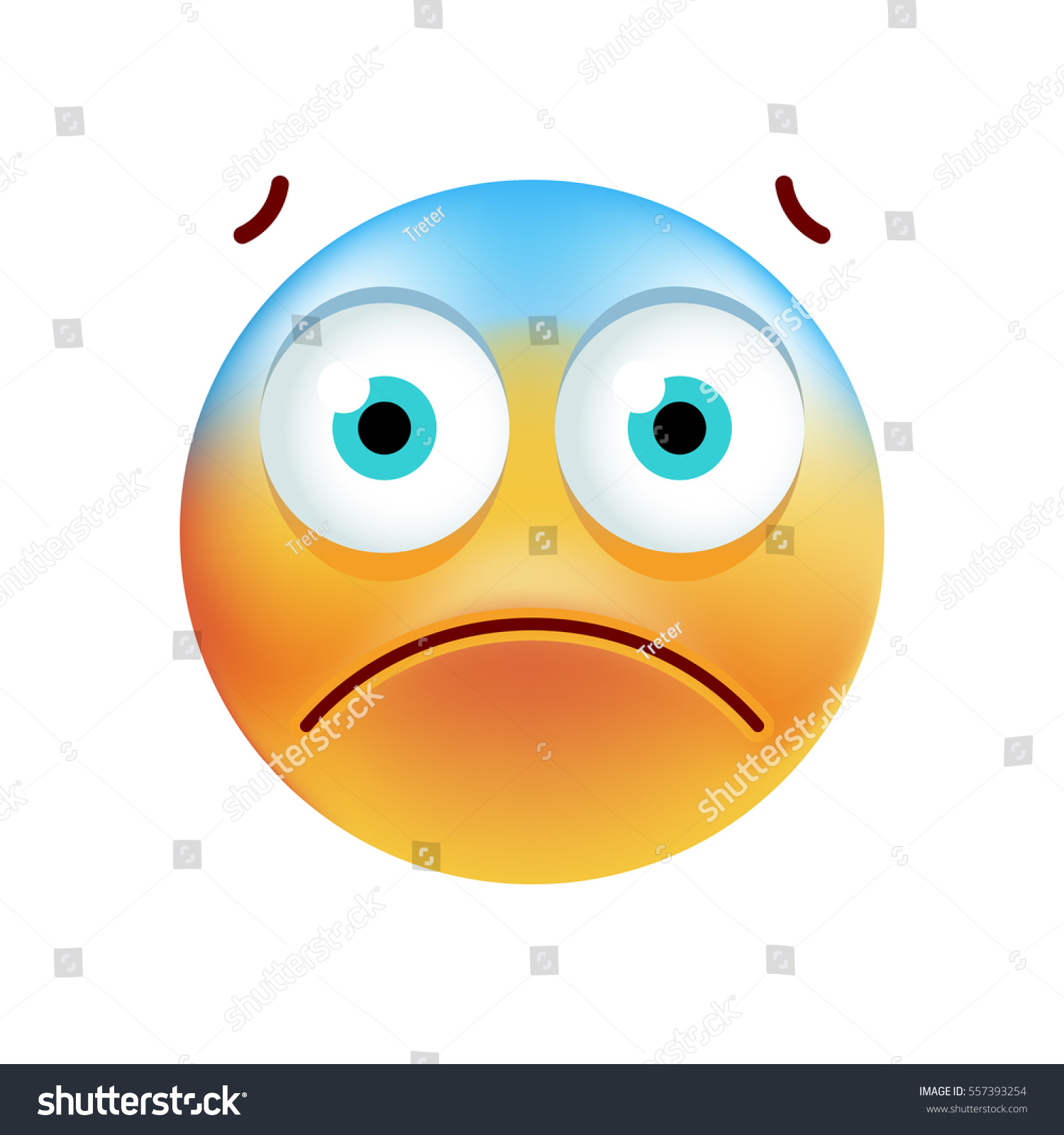 Cute Scared Emoticon On White Background