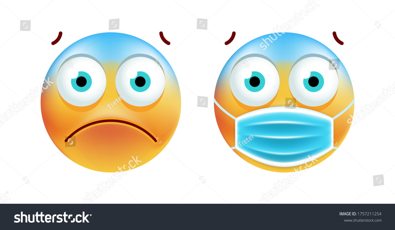 Cute Scared Emoticon Face Mask On Stock Vector Royalty Free Shutterstock