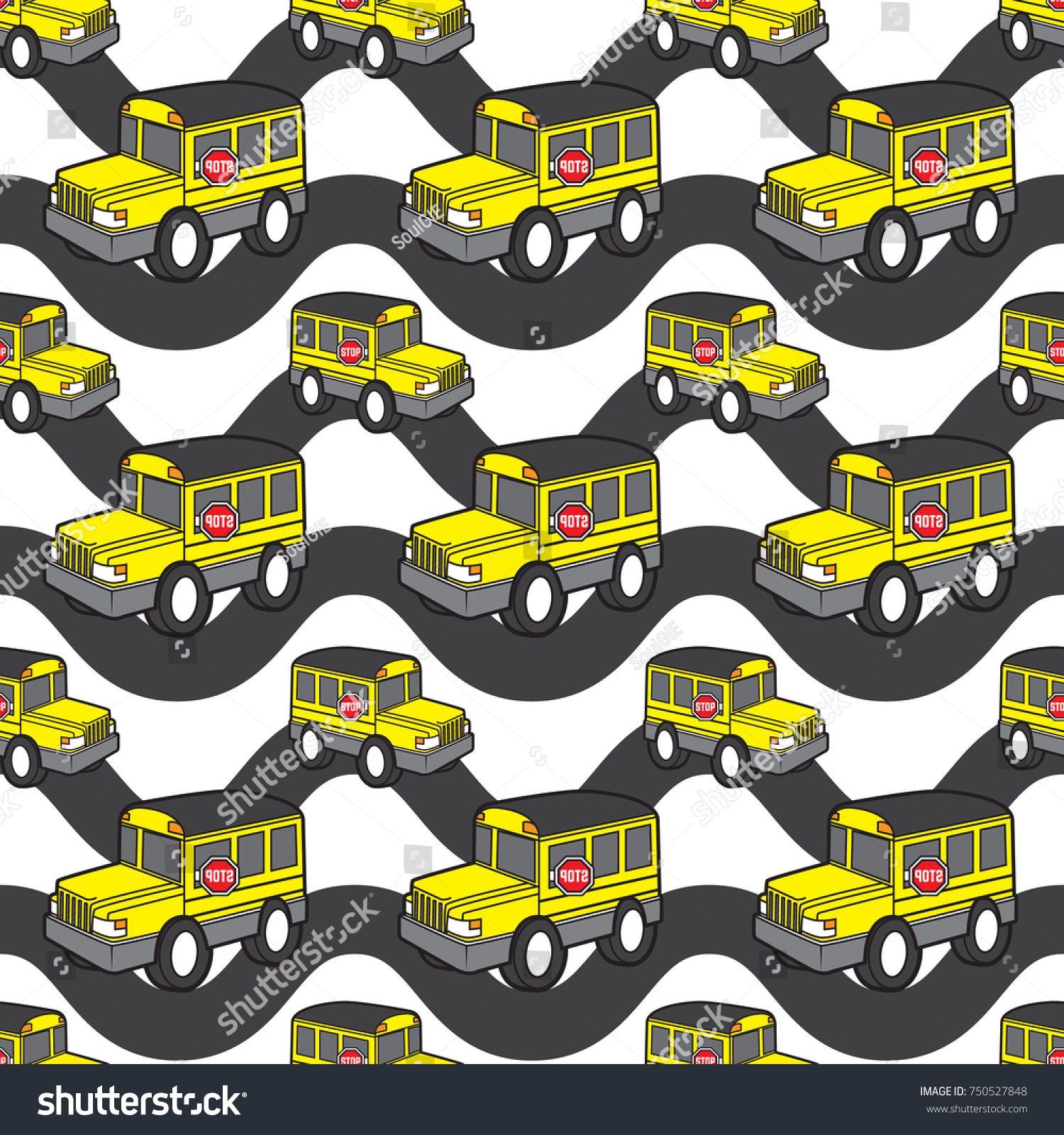 Cute School Bus Seamless Pattern Vector Stock Vector (Royalty Free ...