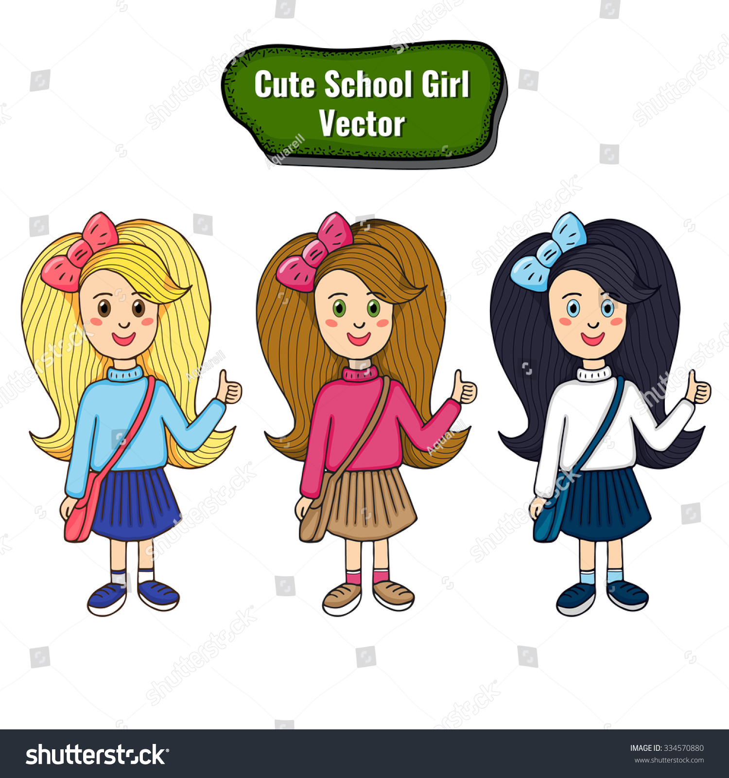 Cute School Child Isolated On White Stock Vector 334570880 - Shutterstock