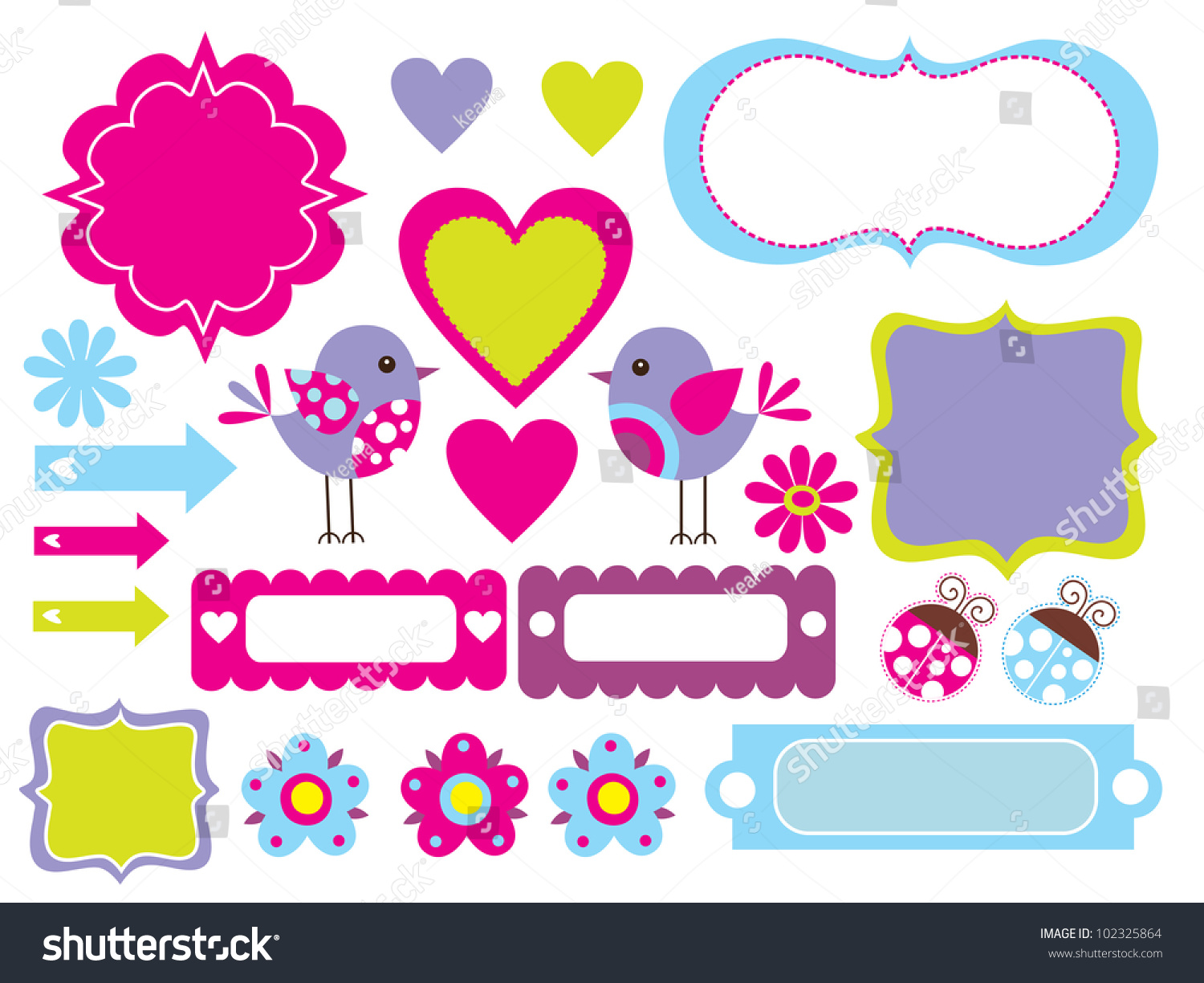 Cute Scrapbook Collection Vector Illustration Stock Vector 102325864 ...