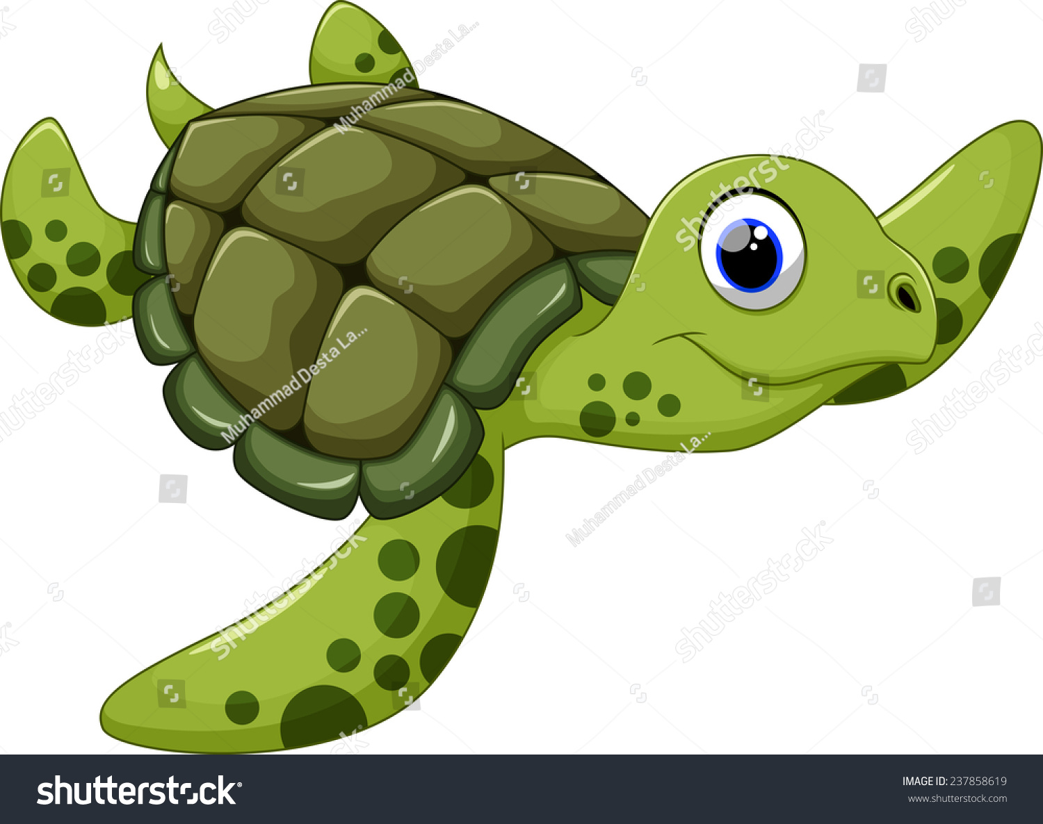 Cute Sea Turtle Cartoon Stock Vector 237858619 : Shutterstock