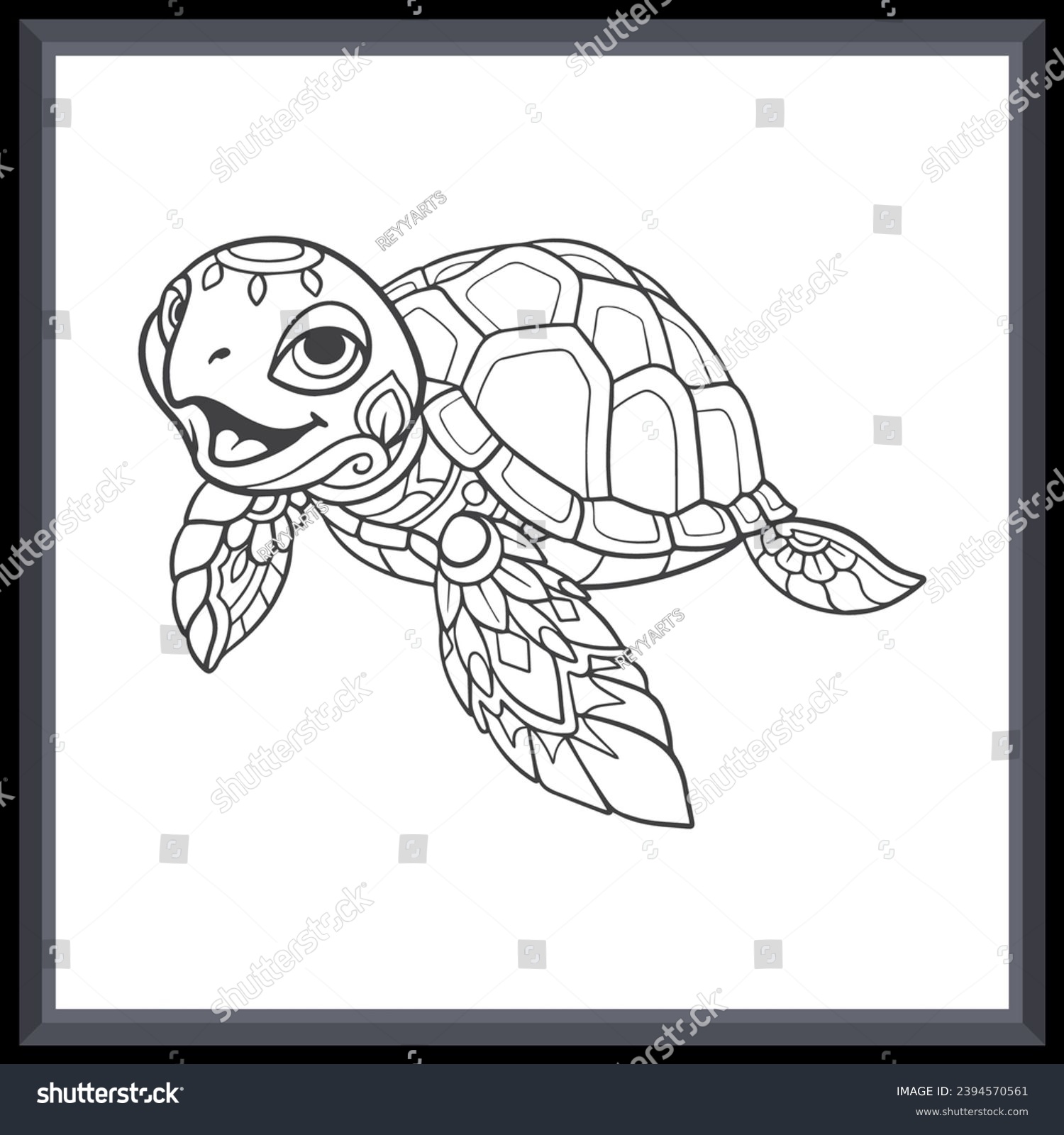 SVG of Cute sea turtle mandala arts. isolated on white background svg