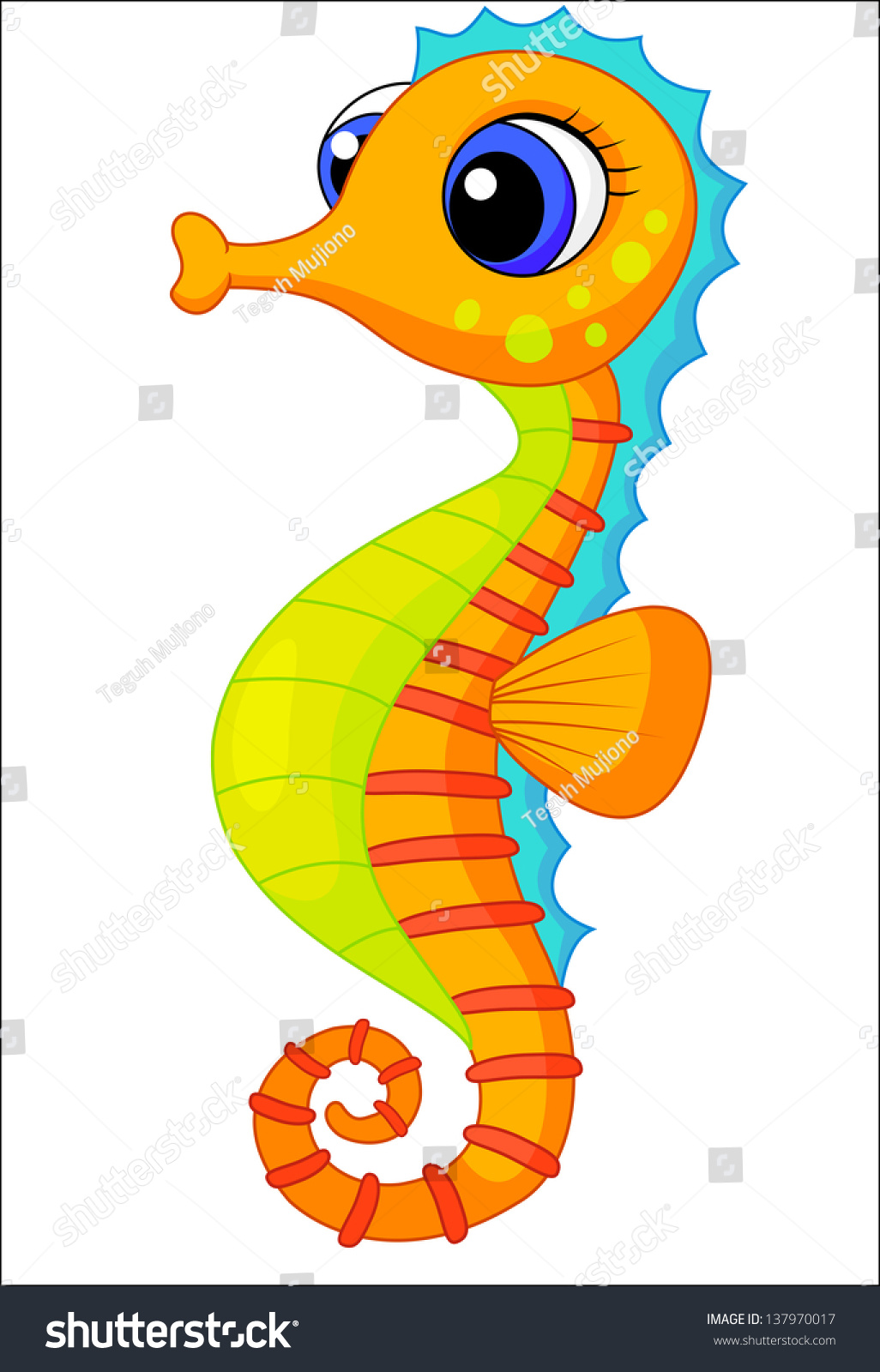 Cute Seahorse Cartoon Stock Vector Illustration 137970017 : Shutterstock