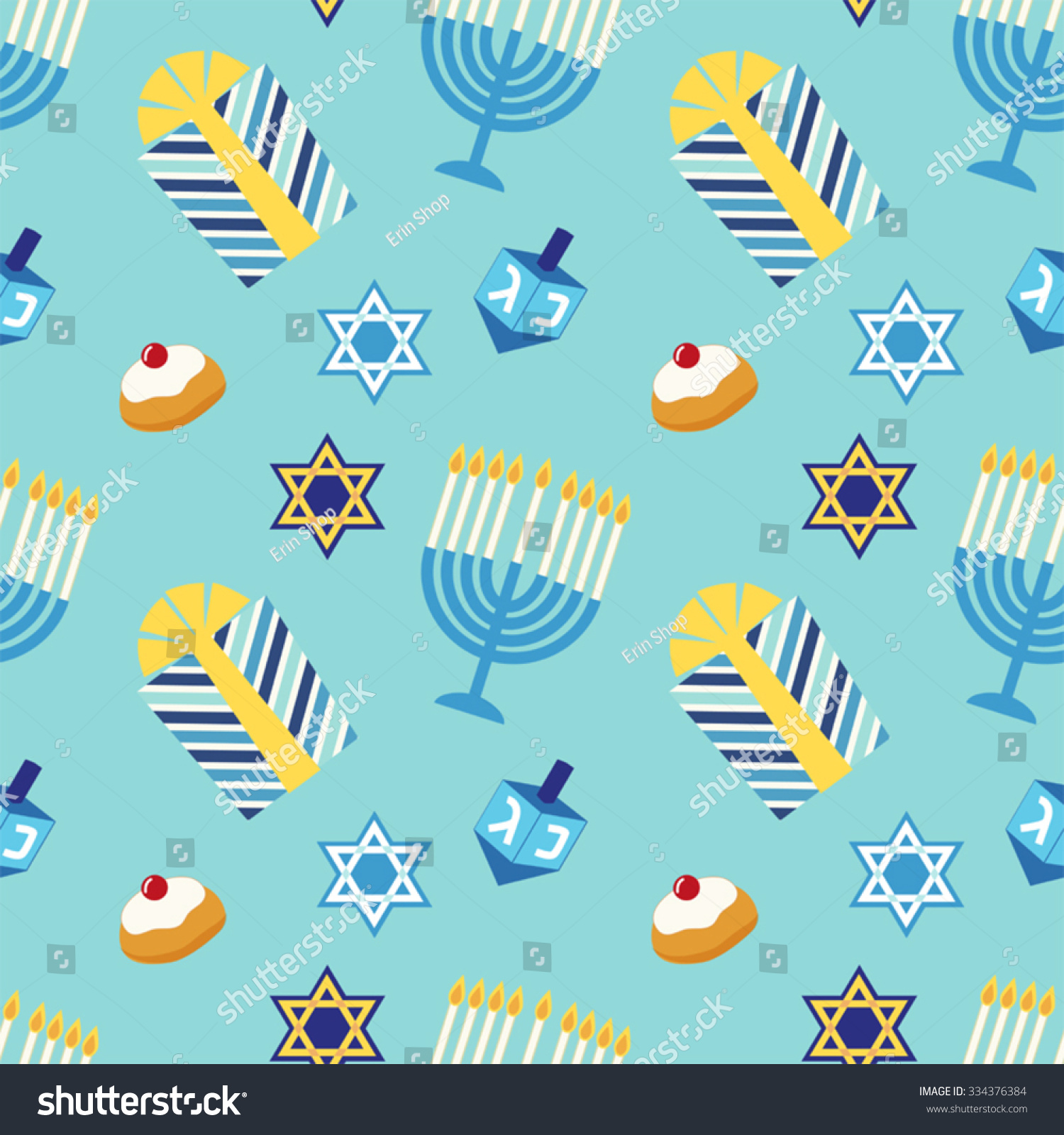 cute seamless background hanukkah menorahdreidel latkes stock vector royalty free 334376384