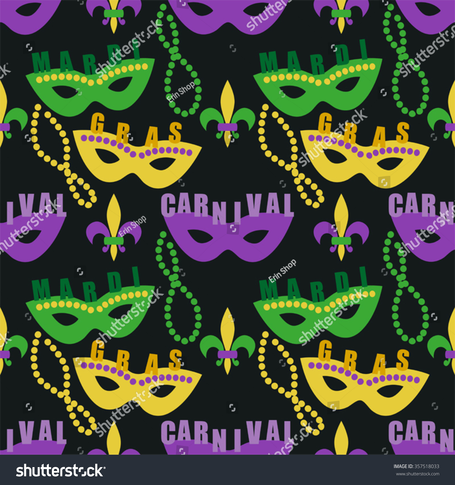 Cute Seamless Mardi Gras Background Masks Stock Vector 357518033 ...