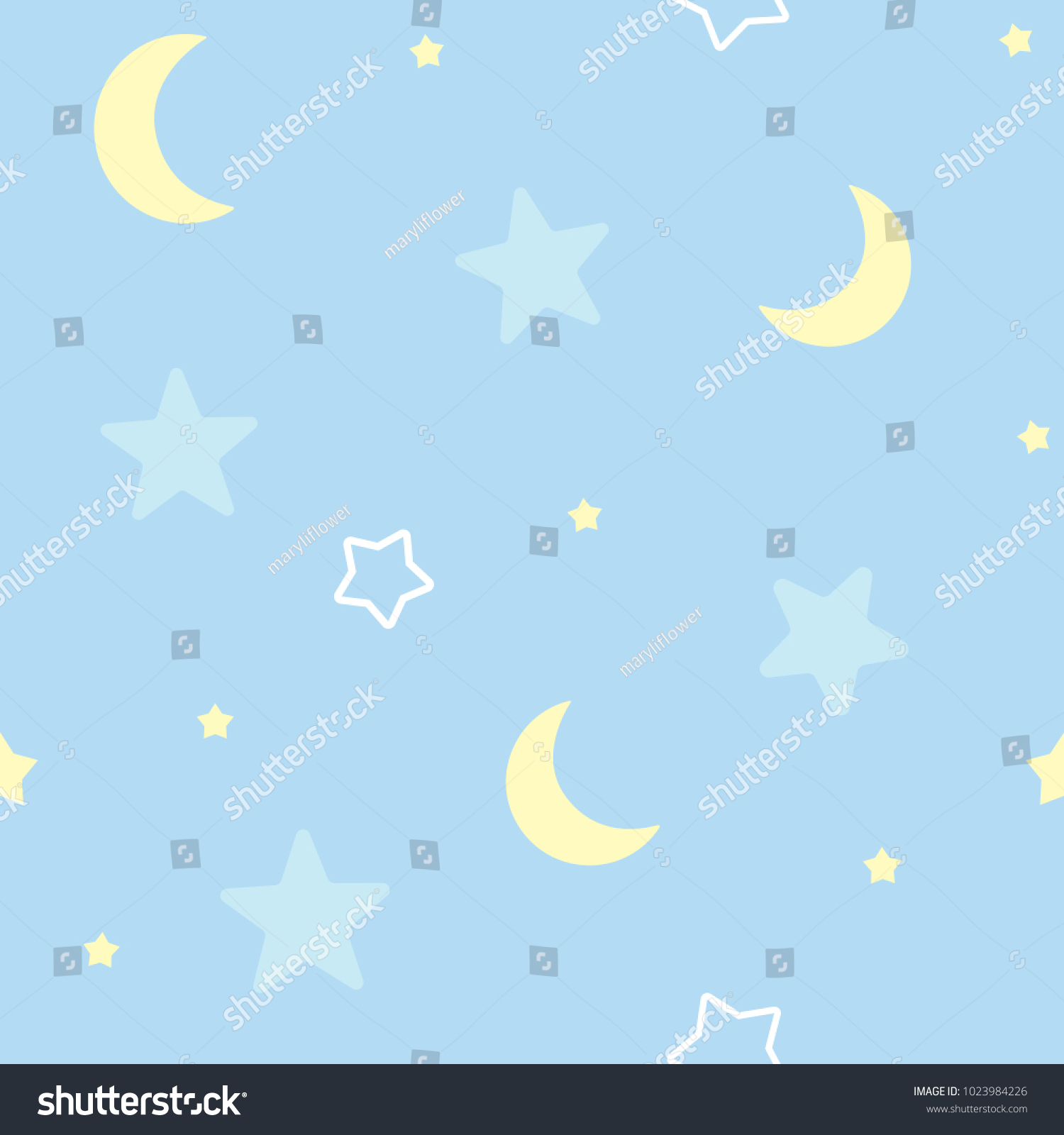 Cute Seamless Pattern Background Stars Moon Stock Vector Royalty