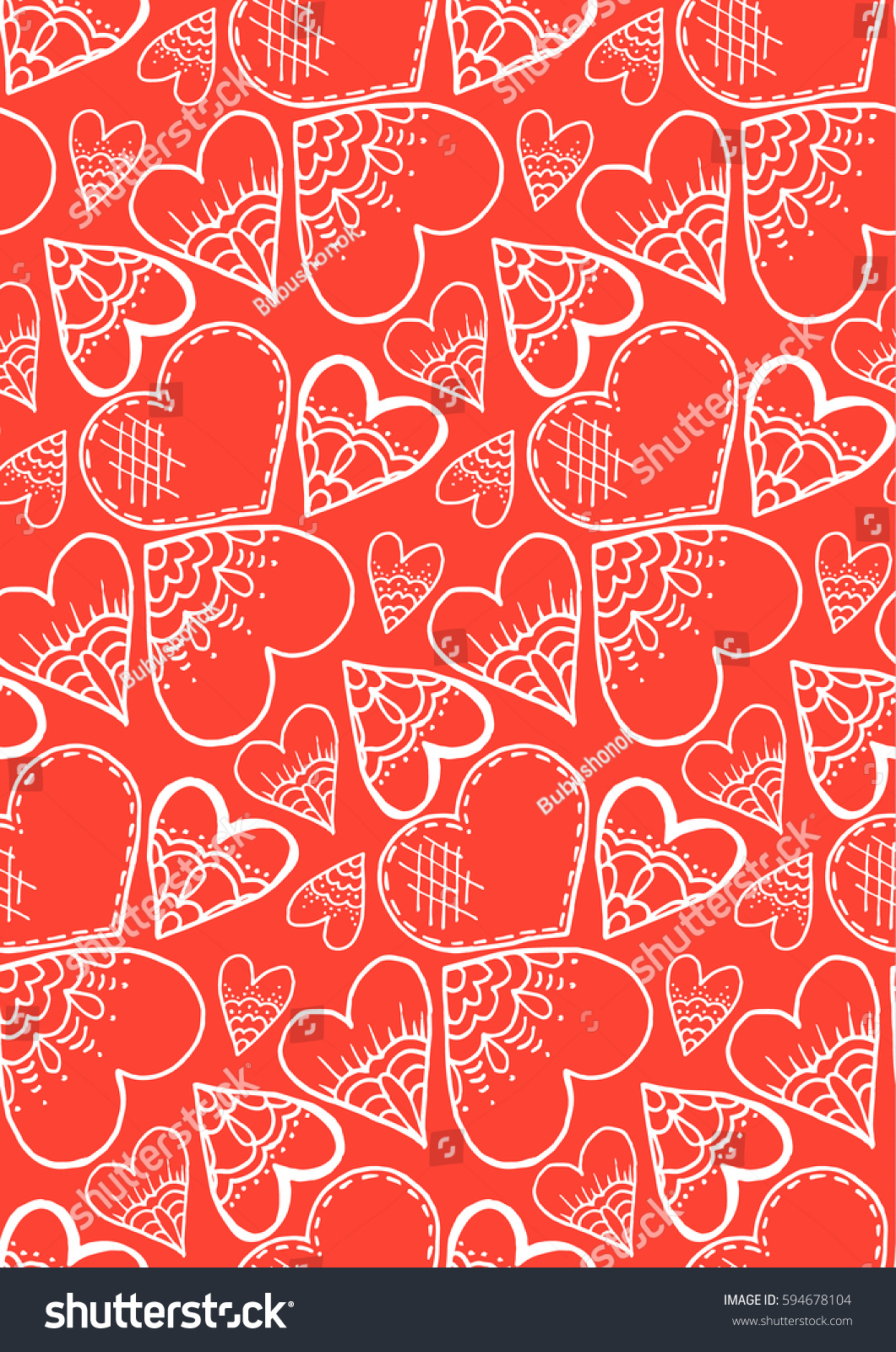 Cute Seamless Pattern Love Heart Hand Stock Vector Royalty Free 594678104 Shutterstock 0118