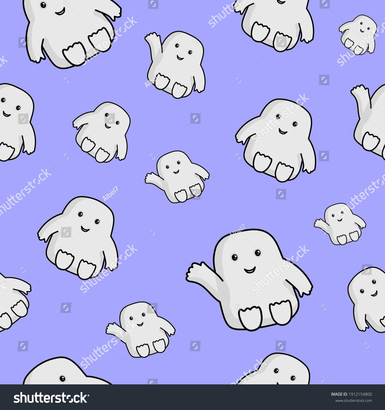 SVG of Cute seamless pattern with character Adipose from Doctor Who Series. svg