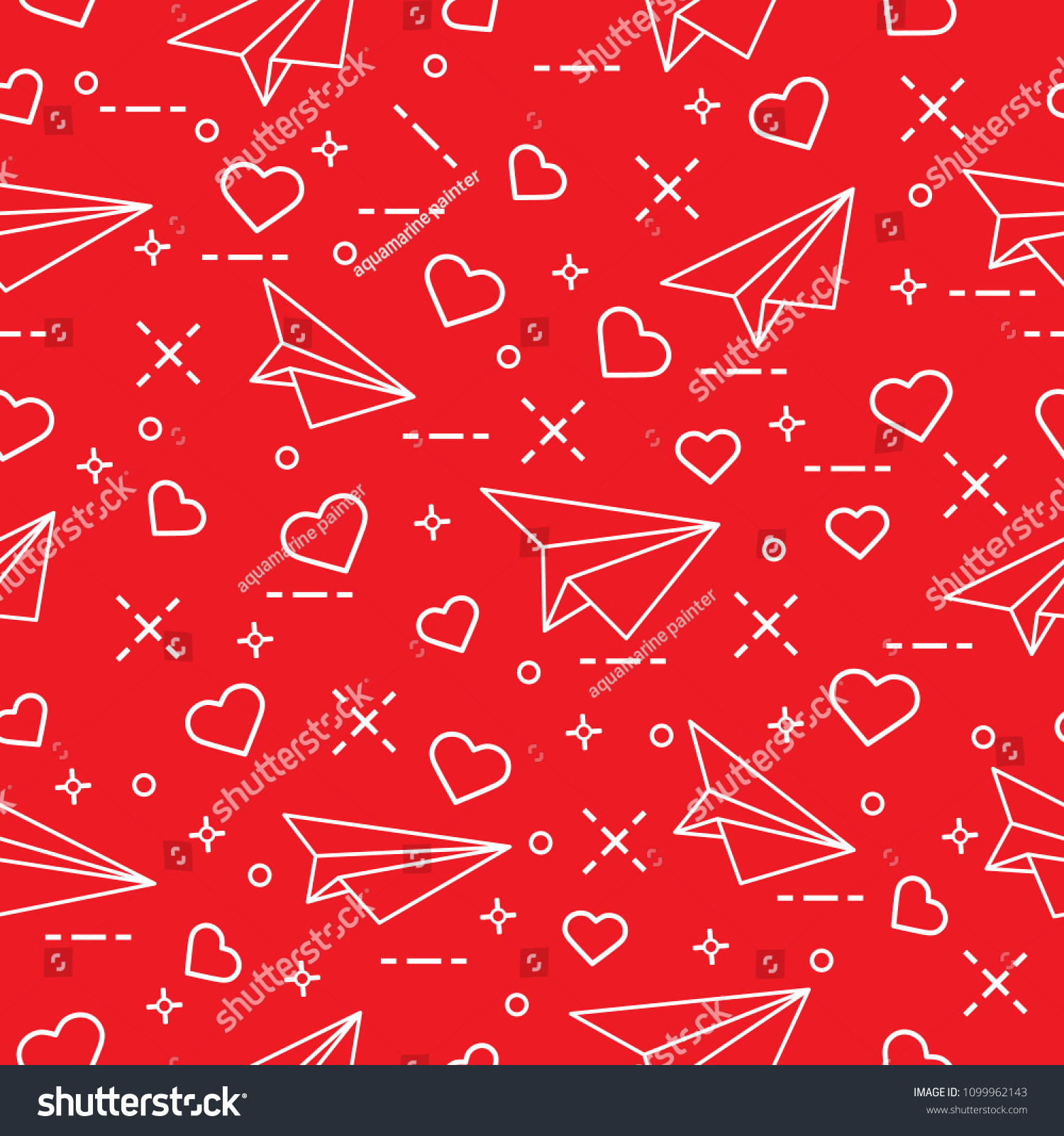Cute Seamless Pattern With Paper Airplane And Hearts Template For Cute Seamless Pattern With Paper Airplane And Hearts Template For