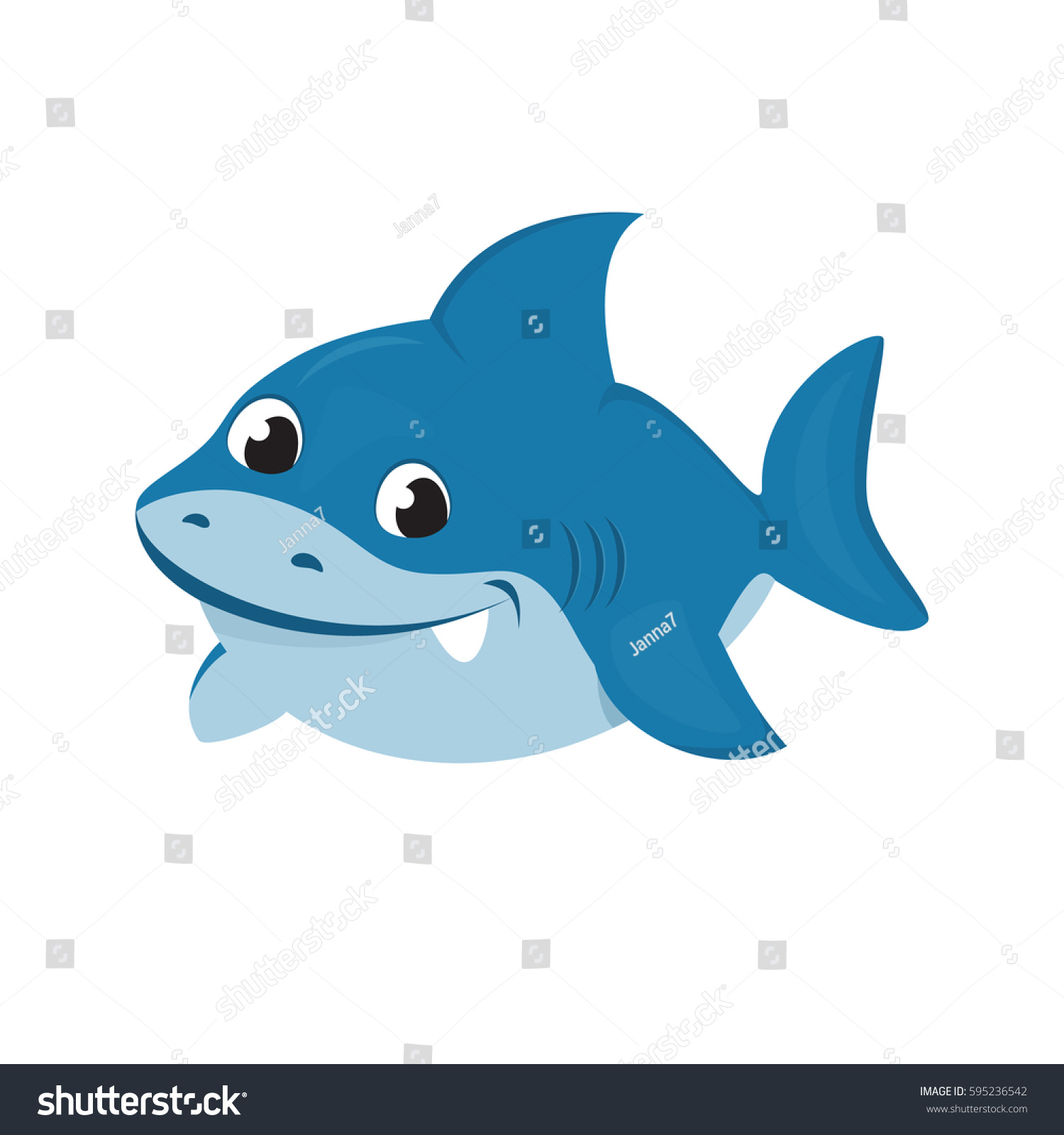 Download Cute Shark Cartoon Stock Vector 595236542 - Shutterstock