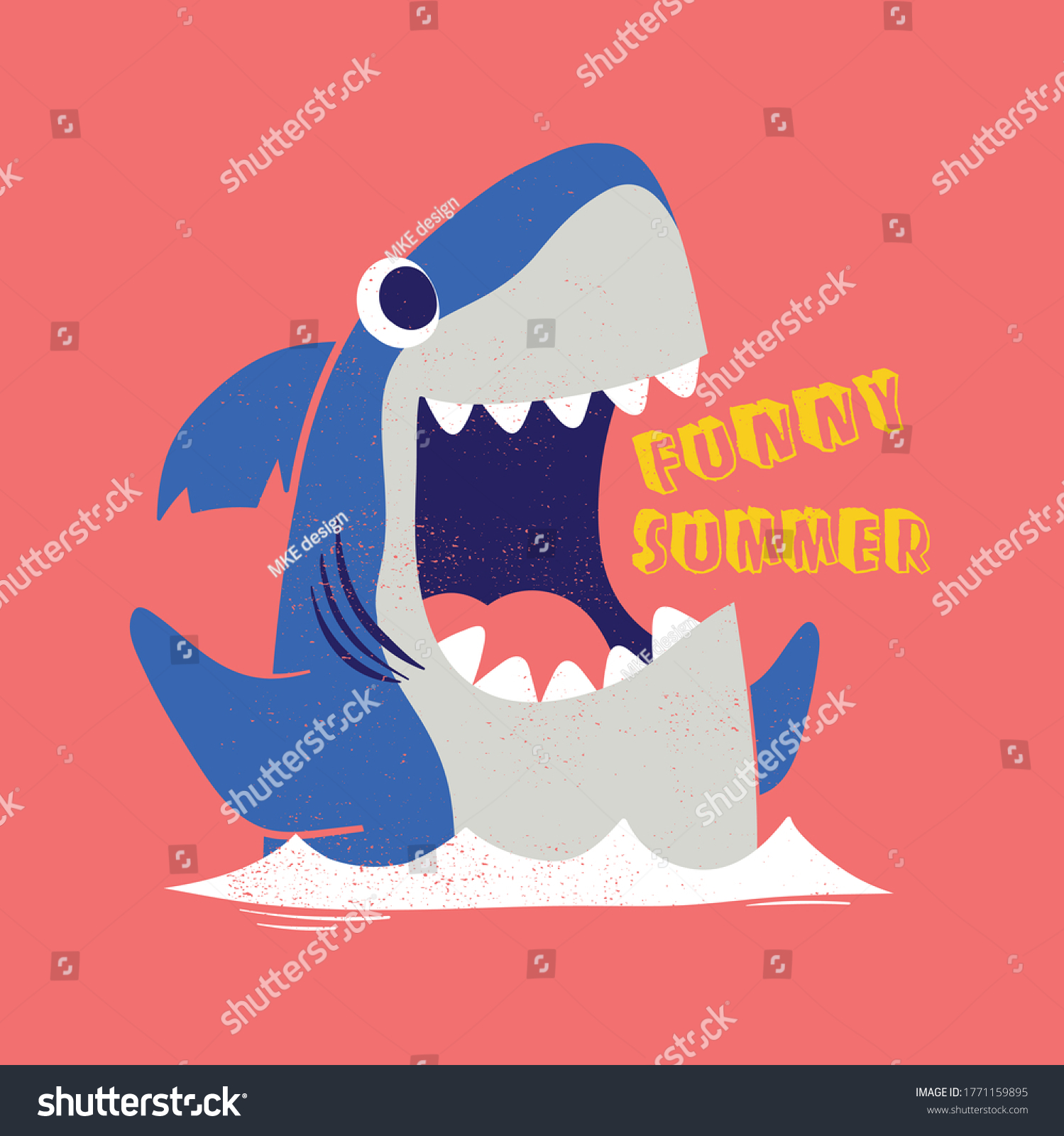 T字用のベクター画像としてのかわいいサメの描画 のベクター画像素材 ロイヤリティフリー