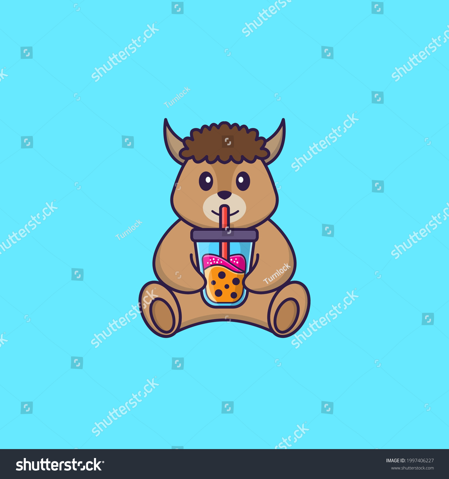 Cute Sheep Drinking Boba Milk Tea Stock Vector Royalty Free 1997406227 Shutterstock 