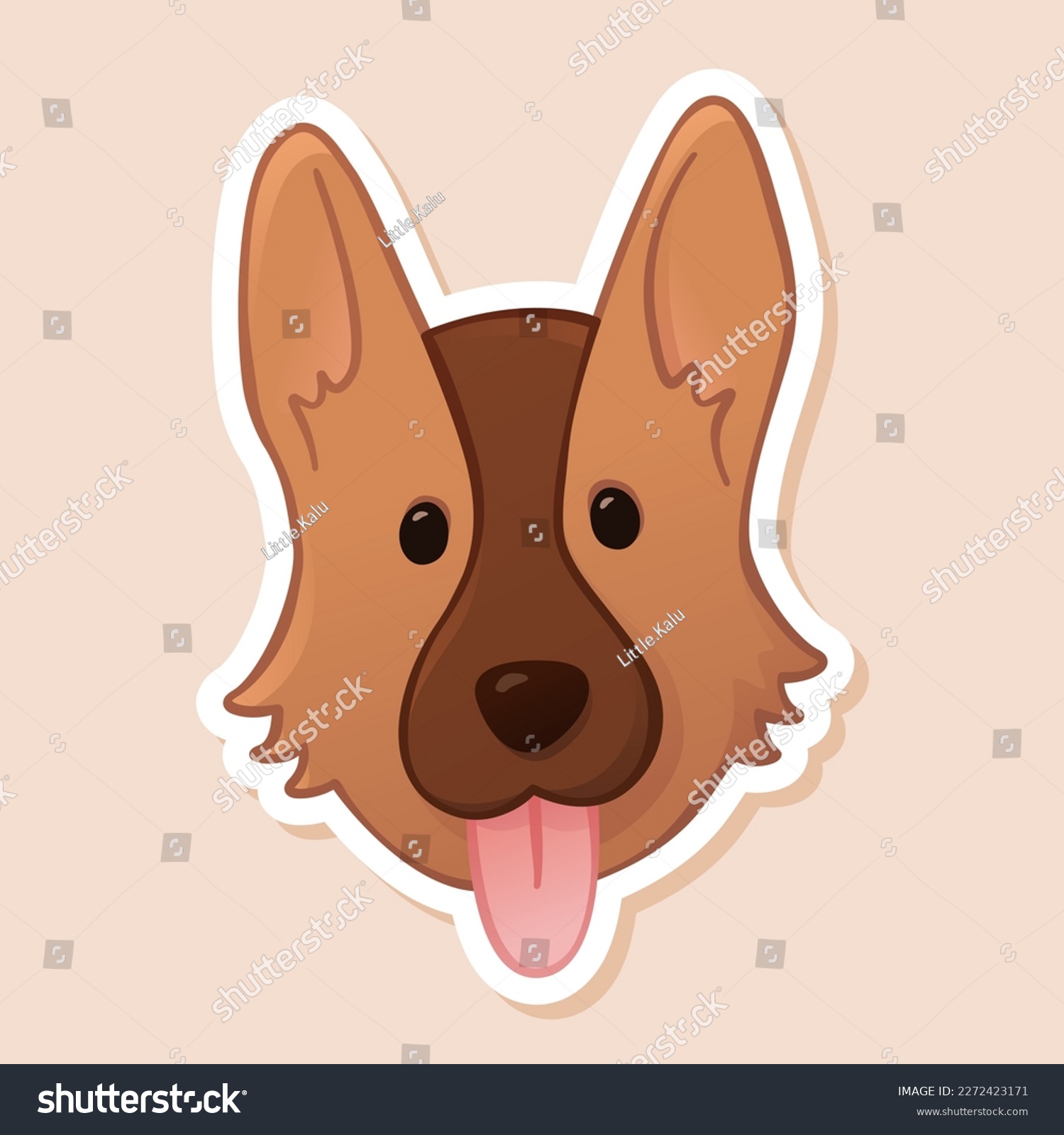 SVG of Cute shepherd dog sticker, cartoon puppy vector. svg