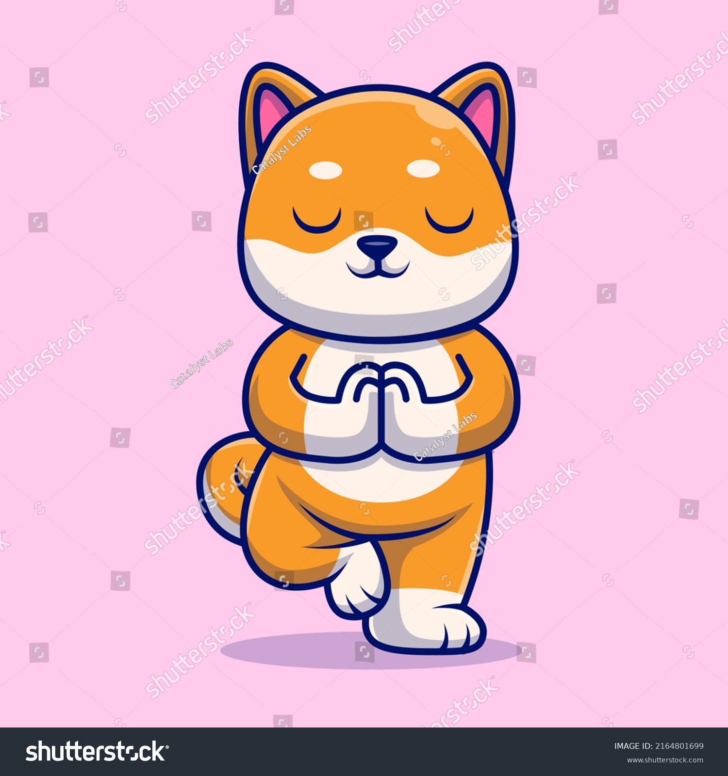 Cute Shiba Inu Dog Meditating Yoga Stock Vector (Royalty Free ...