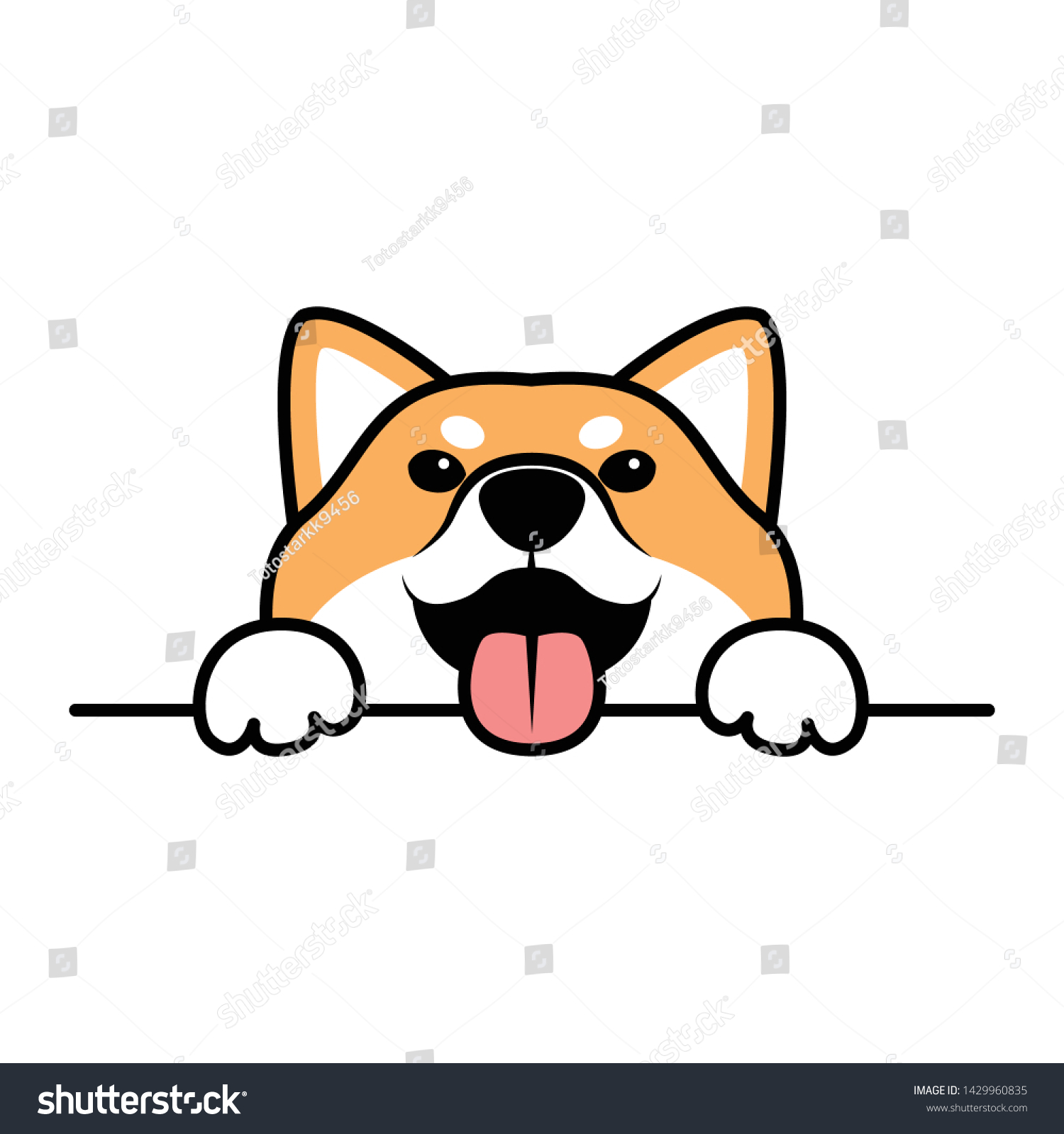 Cute Shiba Inu Dog Paws Over Stock Vector Royalty Free