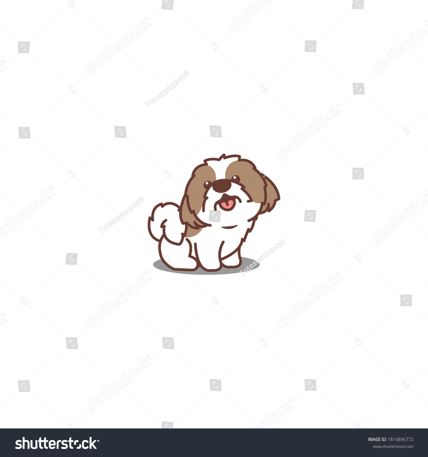 SVG of Cute shih tzu dog sitting and smiling cartoon icon, vector illustration svg