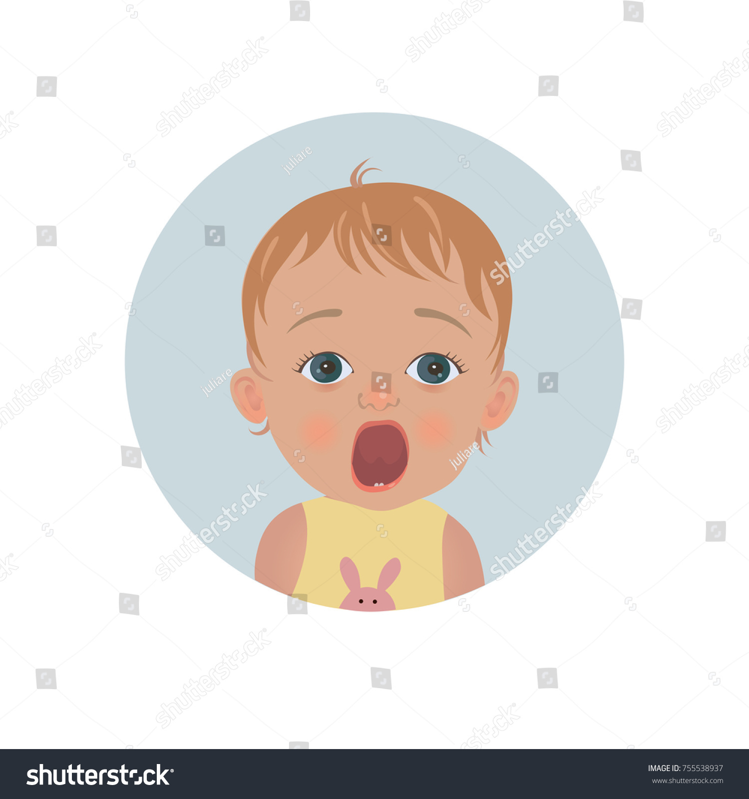 Cute Shocked Baby Emoticon Scared Child Stock Vector (Royalty Free ...