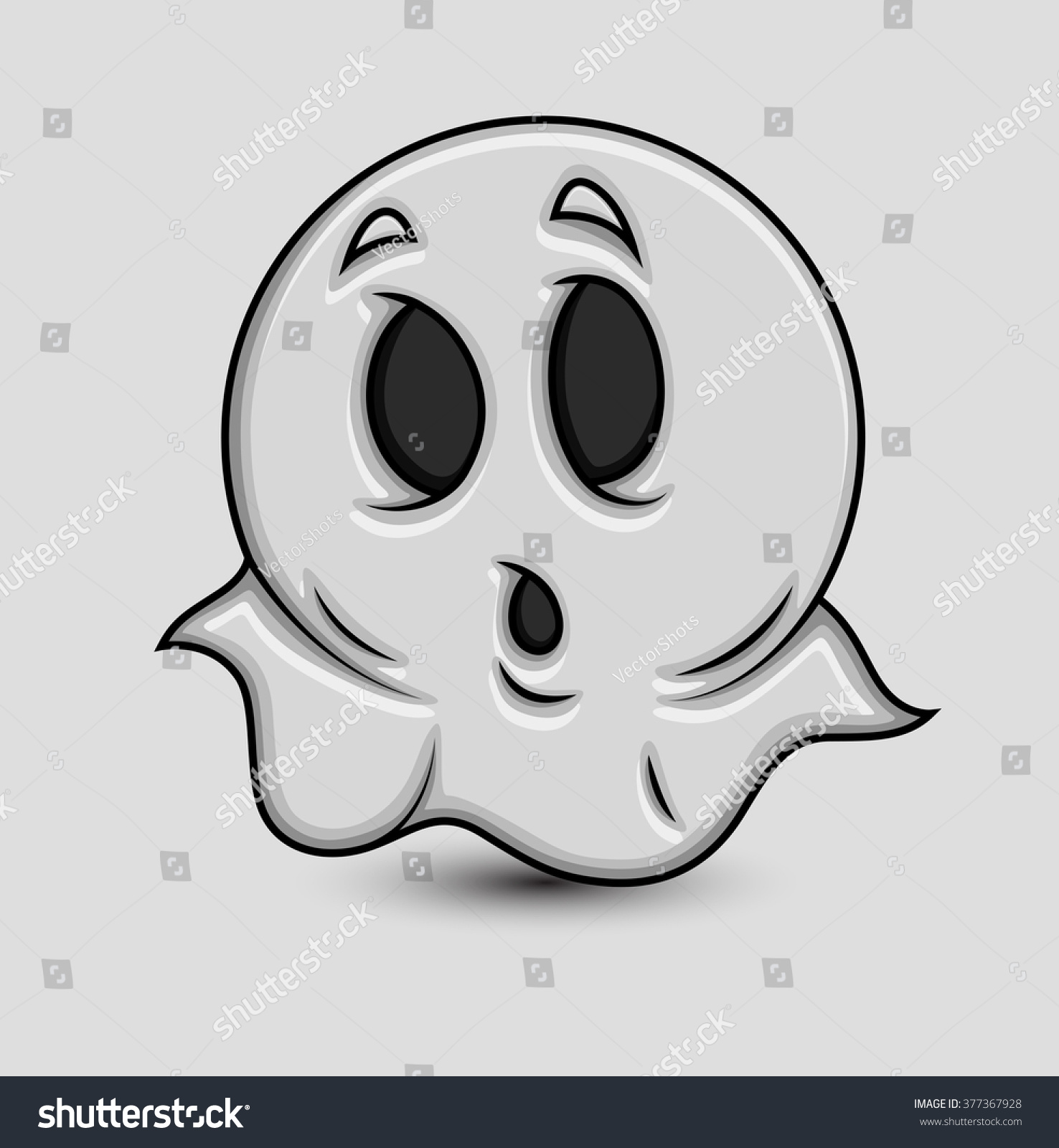 Vektor Stok Cute Shocked Cartoon Ghost Emoticon (Tanpa Royalti ...