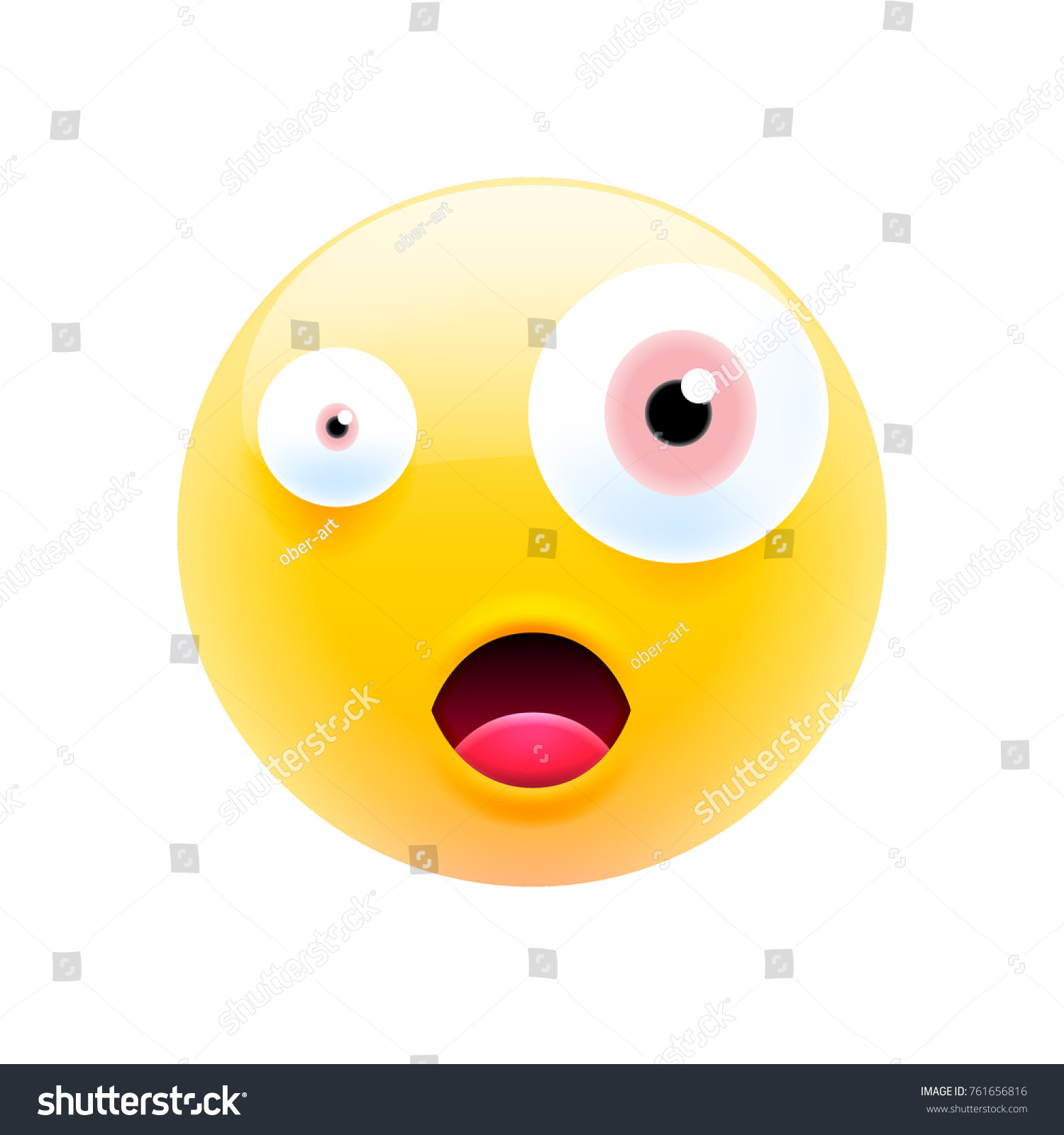 Cute Shocked Emoji Big Eyes Open Stock Vector Royalty Free