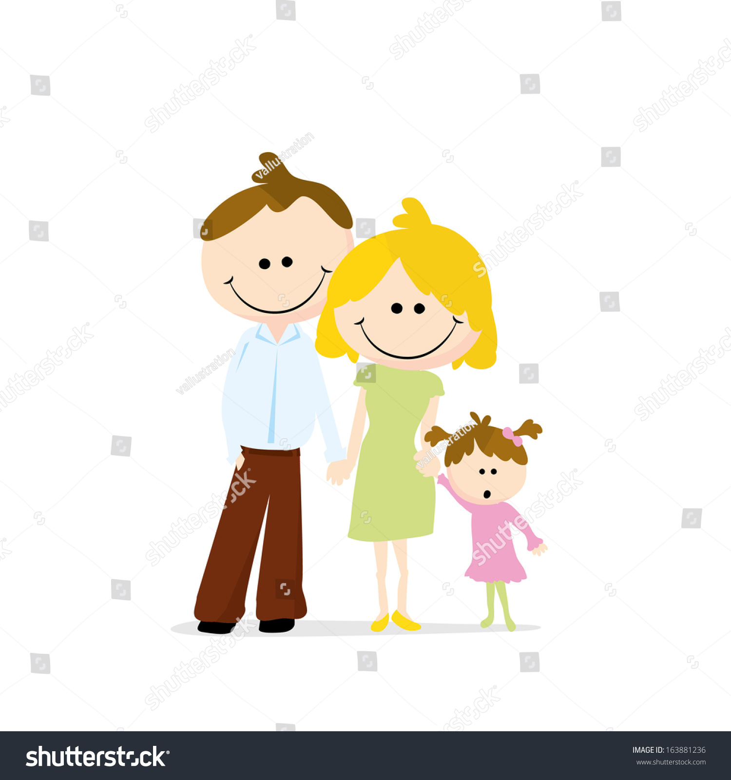 Cute Simple Family Cartoons Smiles Stock Vector Royalty Free 163881236