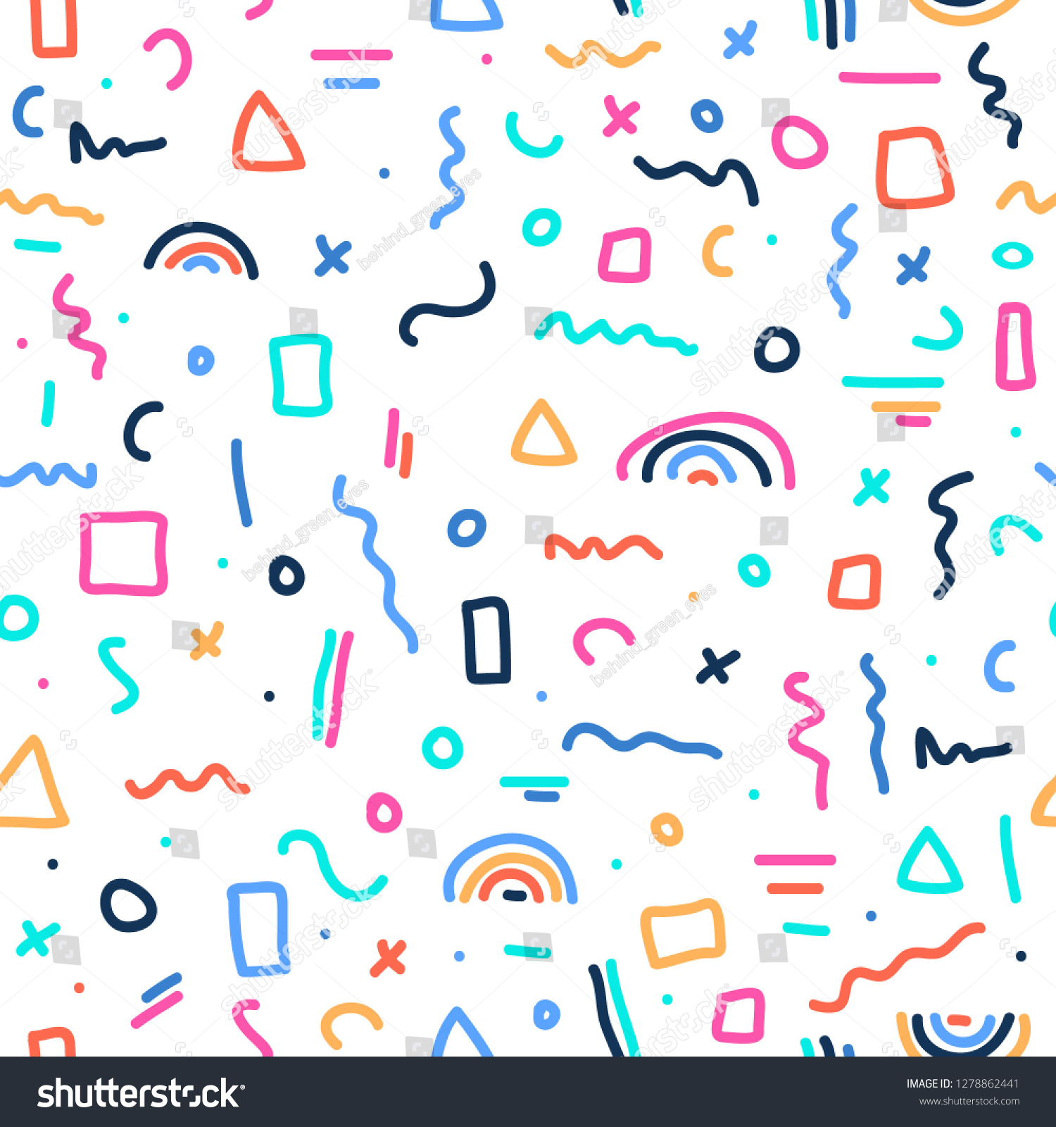 Cute Simple Pattern Different Hand Painted Stock Vector (Royalty Free ...