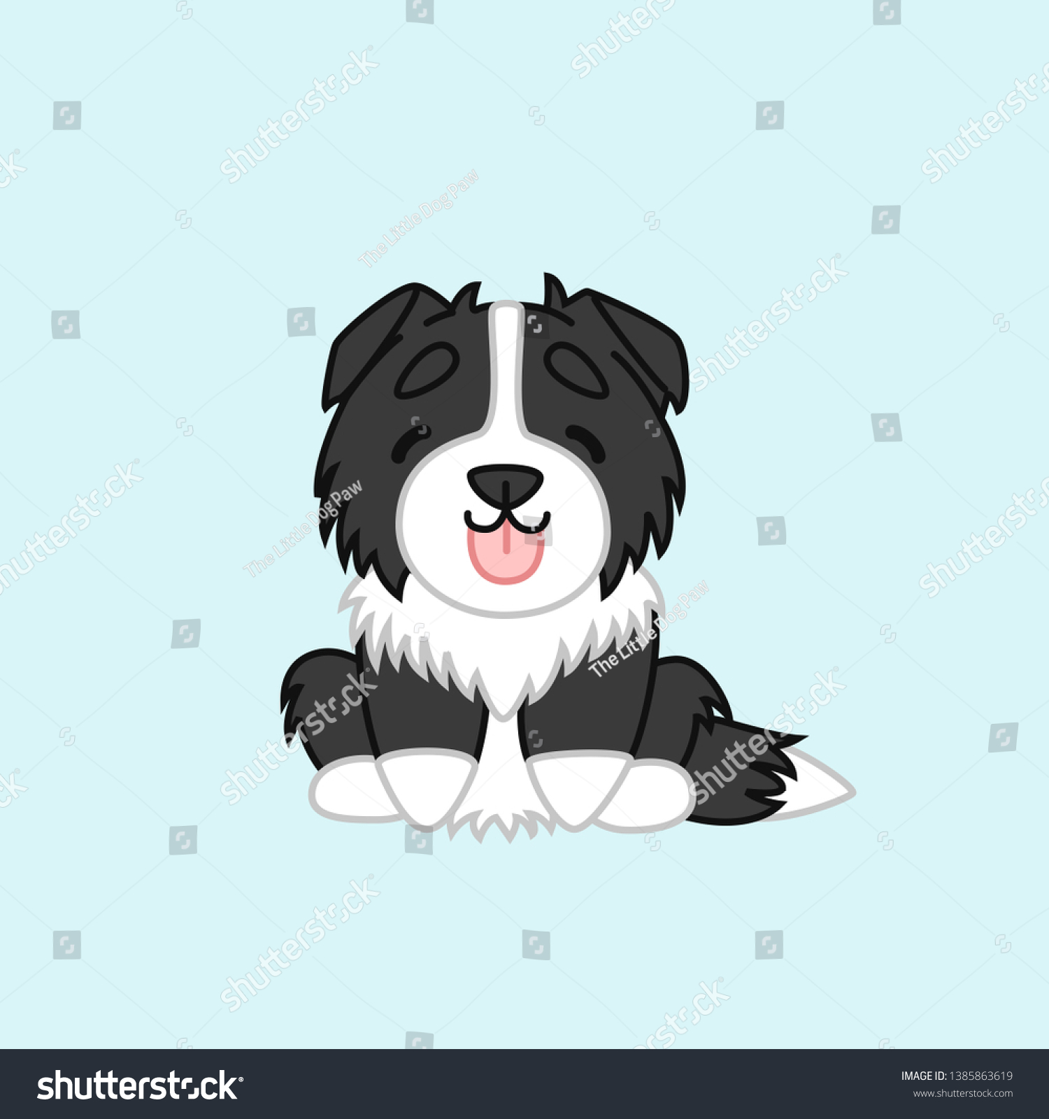 Cute Sitting Border Collie Front Cartoon Stock Vector Royalty Free