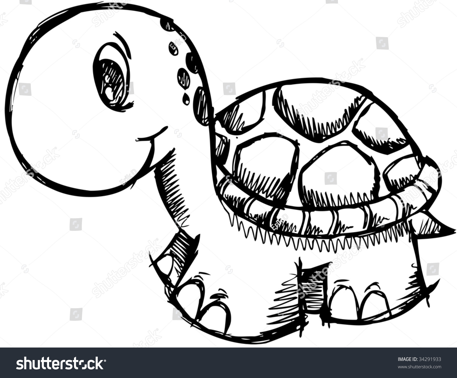 Cute Sketchy Turtle Vector Illustration Stock Vector 34291933 ...