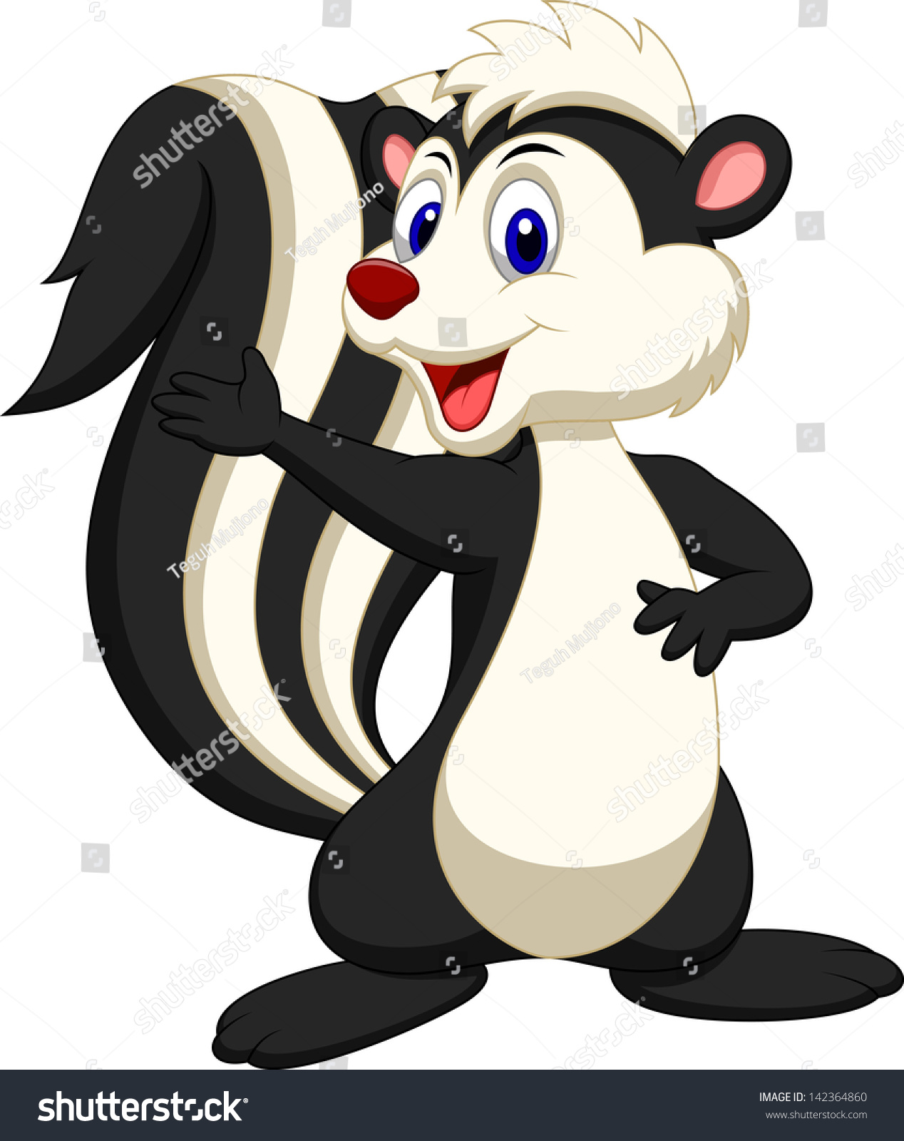 Cute Skunk Cartoon Waving Hand Stock Vector Illustration 142364860 ...