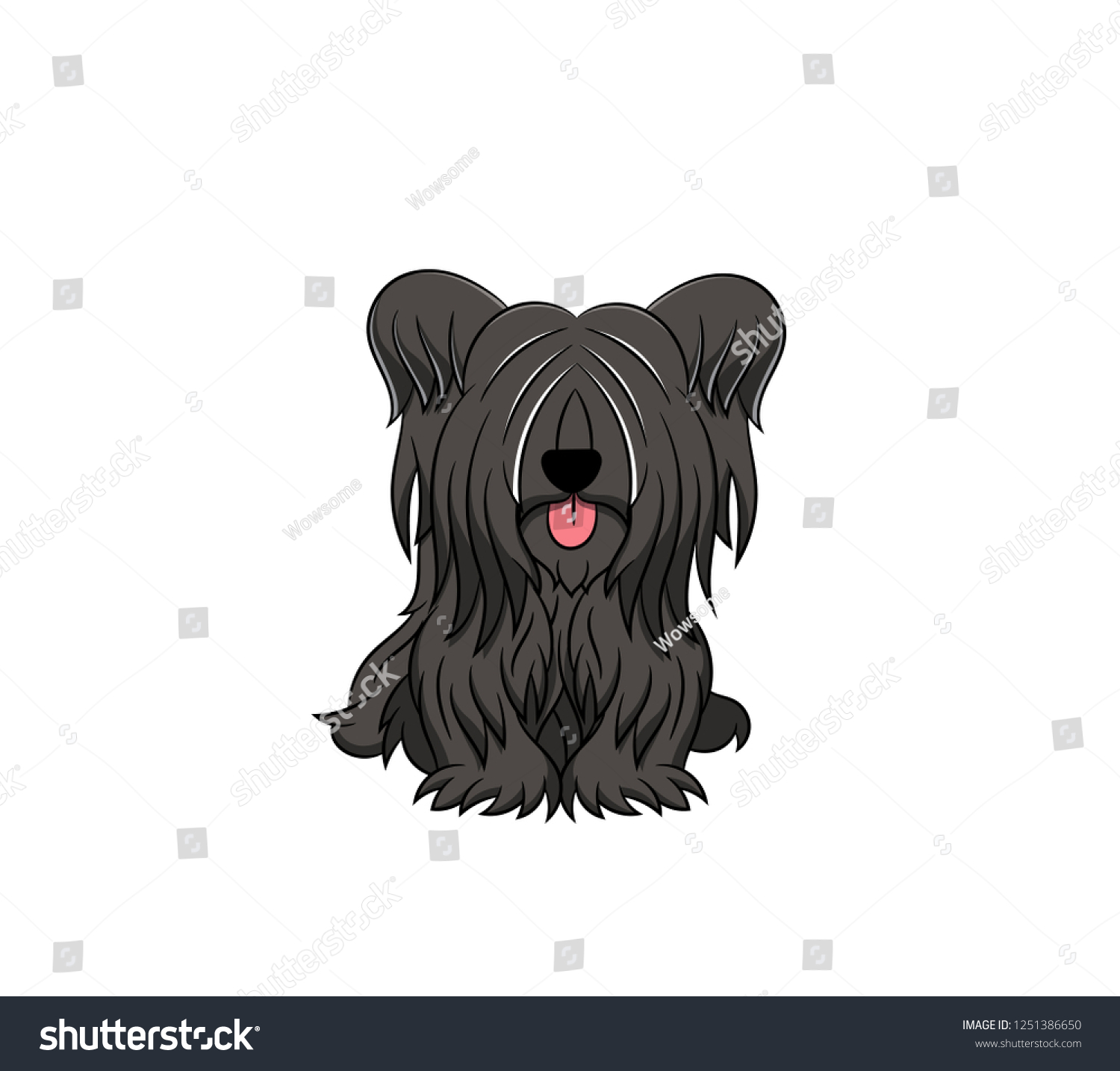 Cute Skye Terrier Cartoon Dog Vector Stock Vector Royalty Free 1251386650