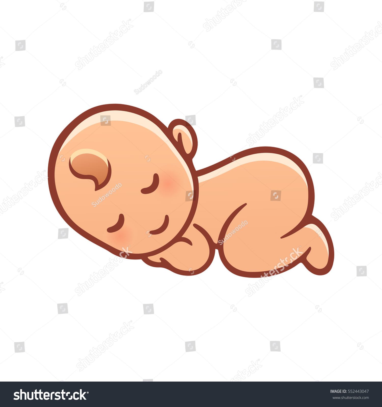 Cute Sleeping Baby Drawing Simple Cartoon Stock Vector Royalty Free 552443047