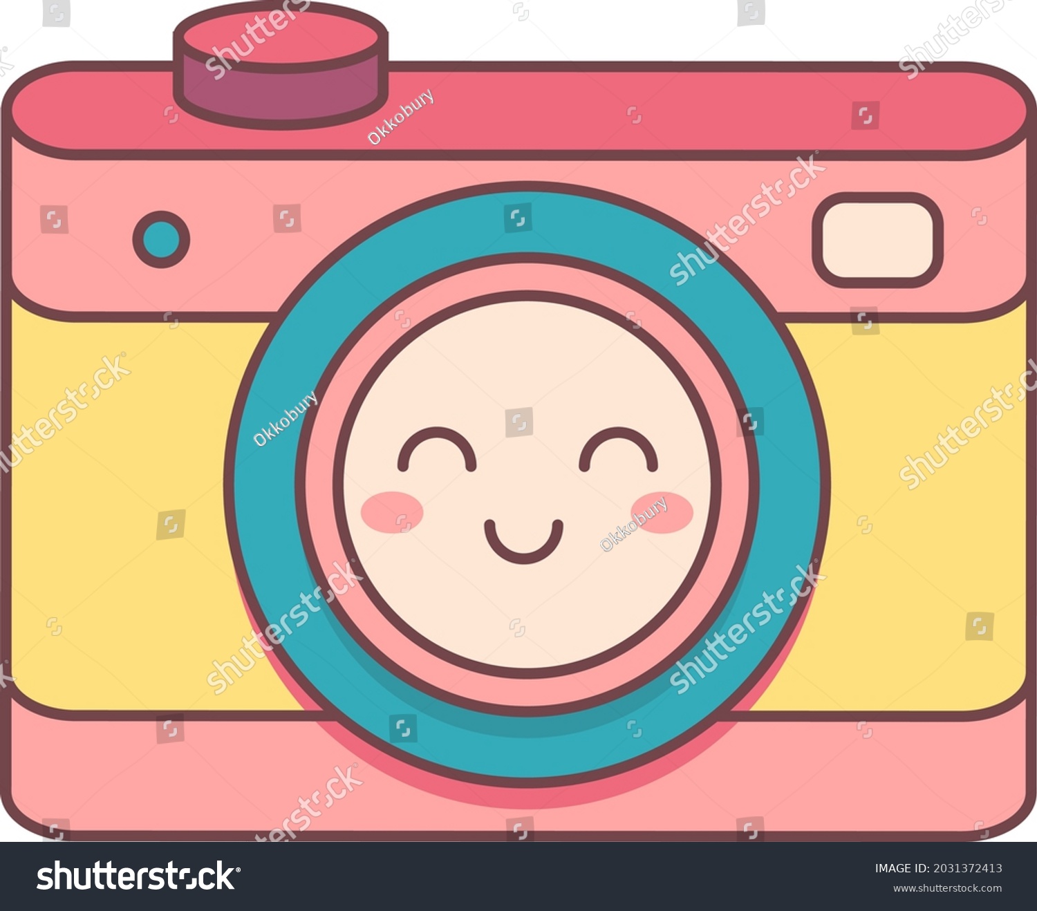 Cute Smiling Friendly Camera Kawaii Hand Stock Vector (Royalty Free ...