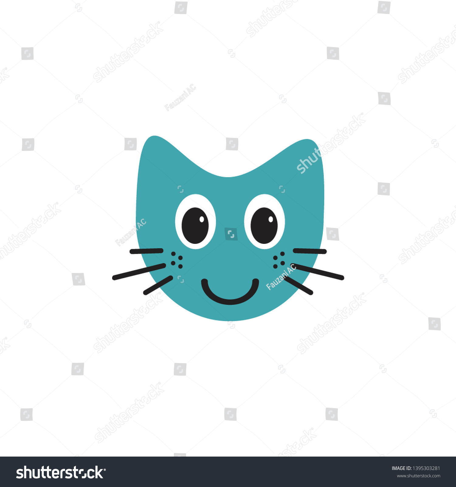 Cute Smiling Cat Emoticon Illustration Logo Stock Vector (Royalty Free ...