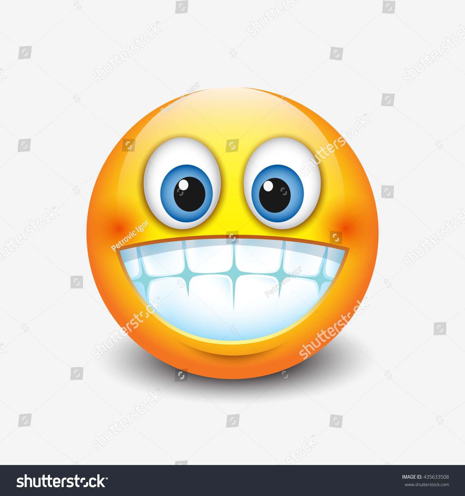 Cute Smiling Grinning Emoticon Showing Teeth Stock Vector 435633508 ...