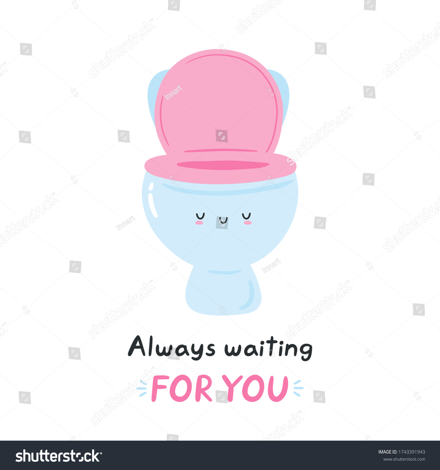 Cute Smiling Toilet Bowl Always Waiting Stock Vector Royalty Free