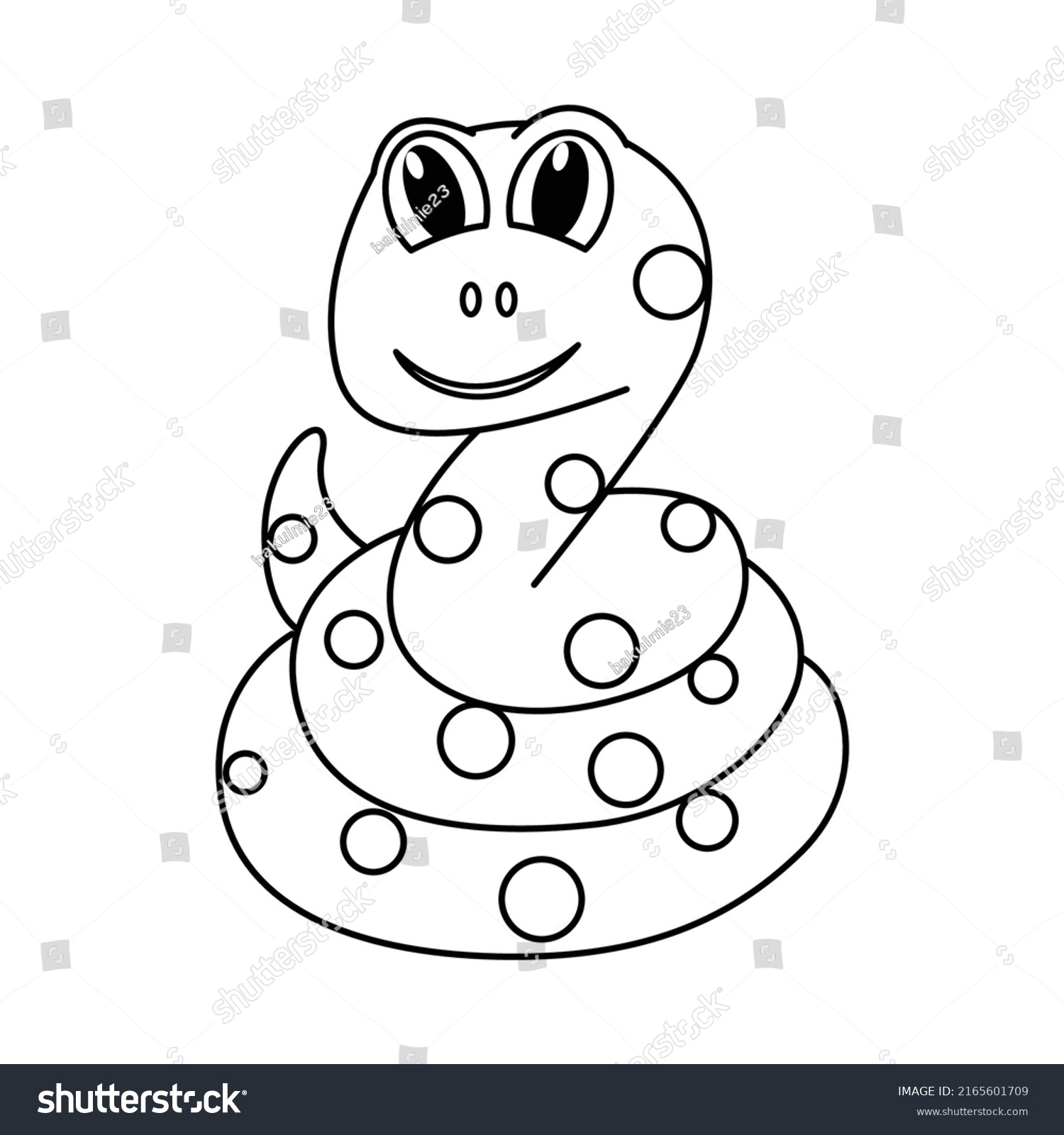 Cute Snake Cartoon Coloring Page Illustration Stock Vector (Royalty ...